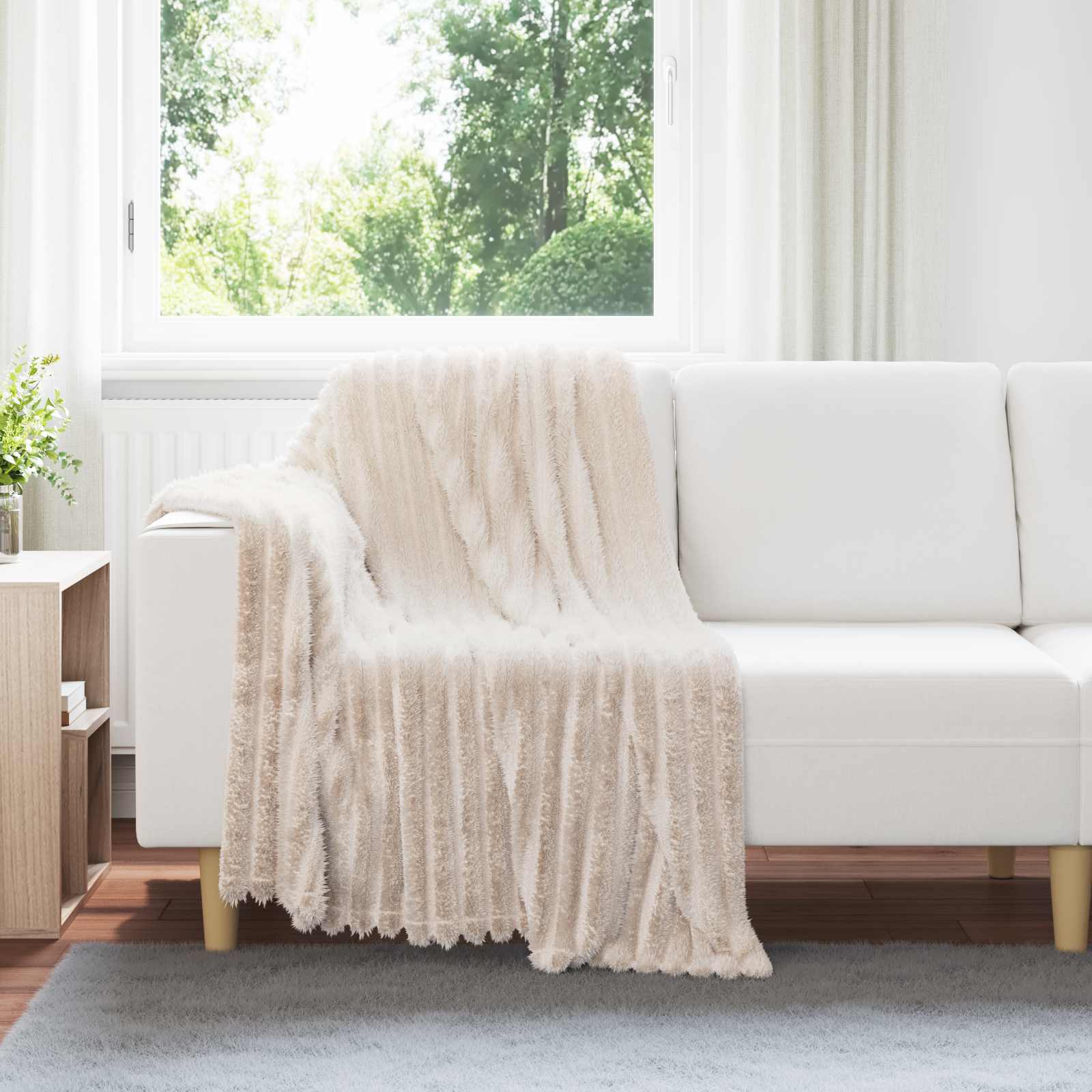 vidaXL Gooi Deken Beige 150 x 130 cm Fleece
