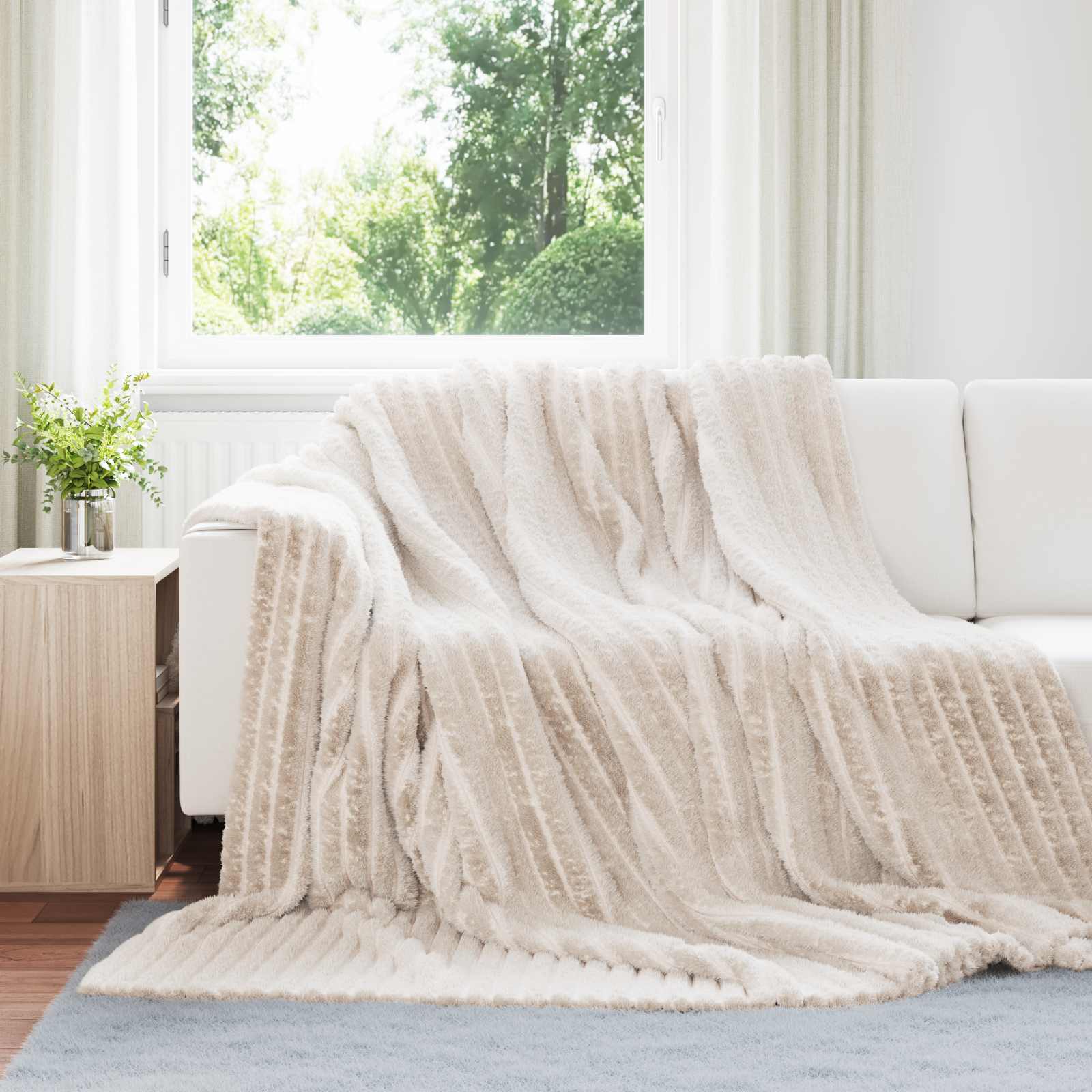 vidaXL Gooi Deken Beige 150 x 130 cm Fleece