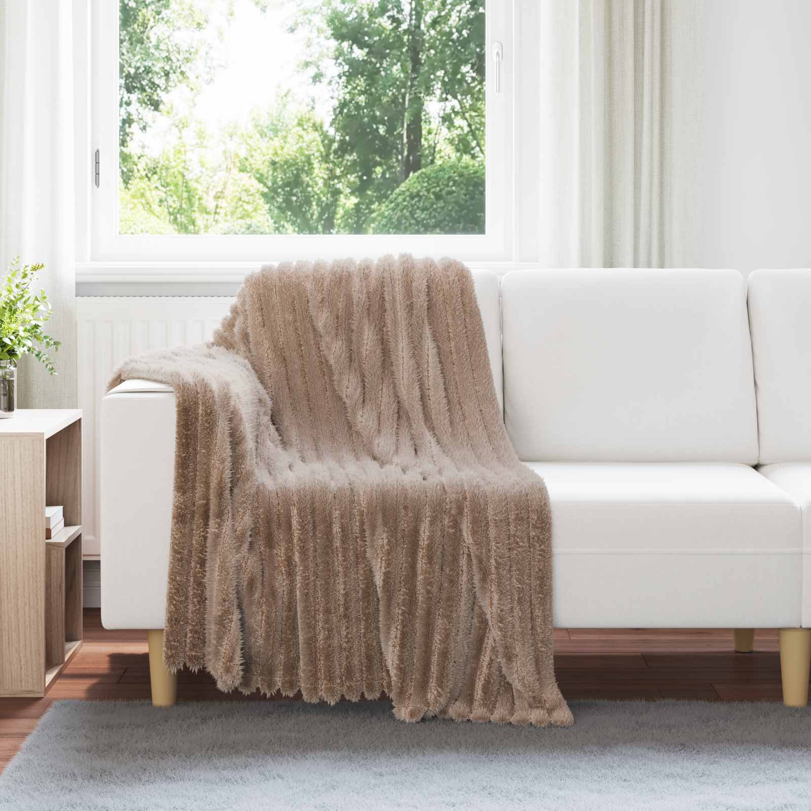 vidaXL Gooi Deken Beige 150 x 130 cm Fleece