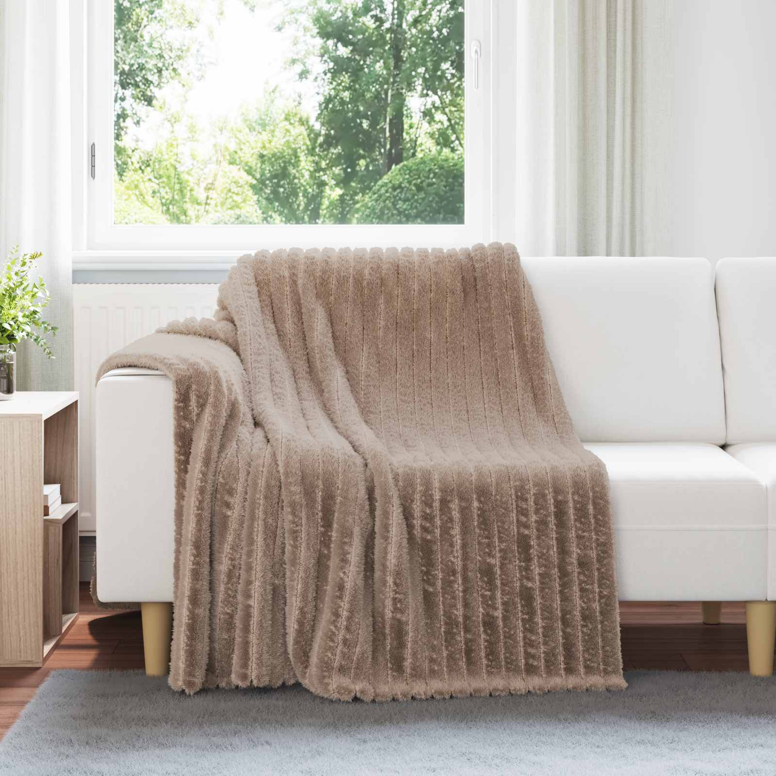 vidaXL Gooi Deken Beige 150 x 130 cm Fleece