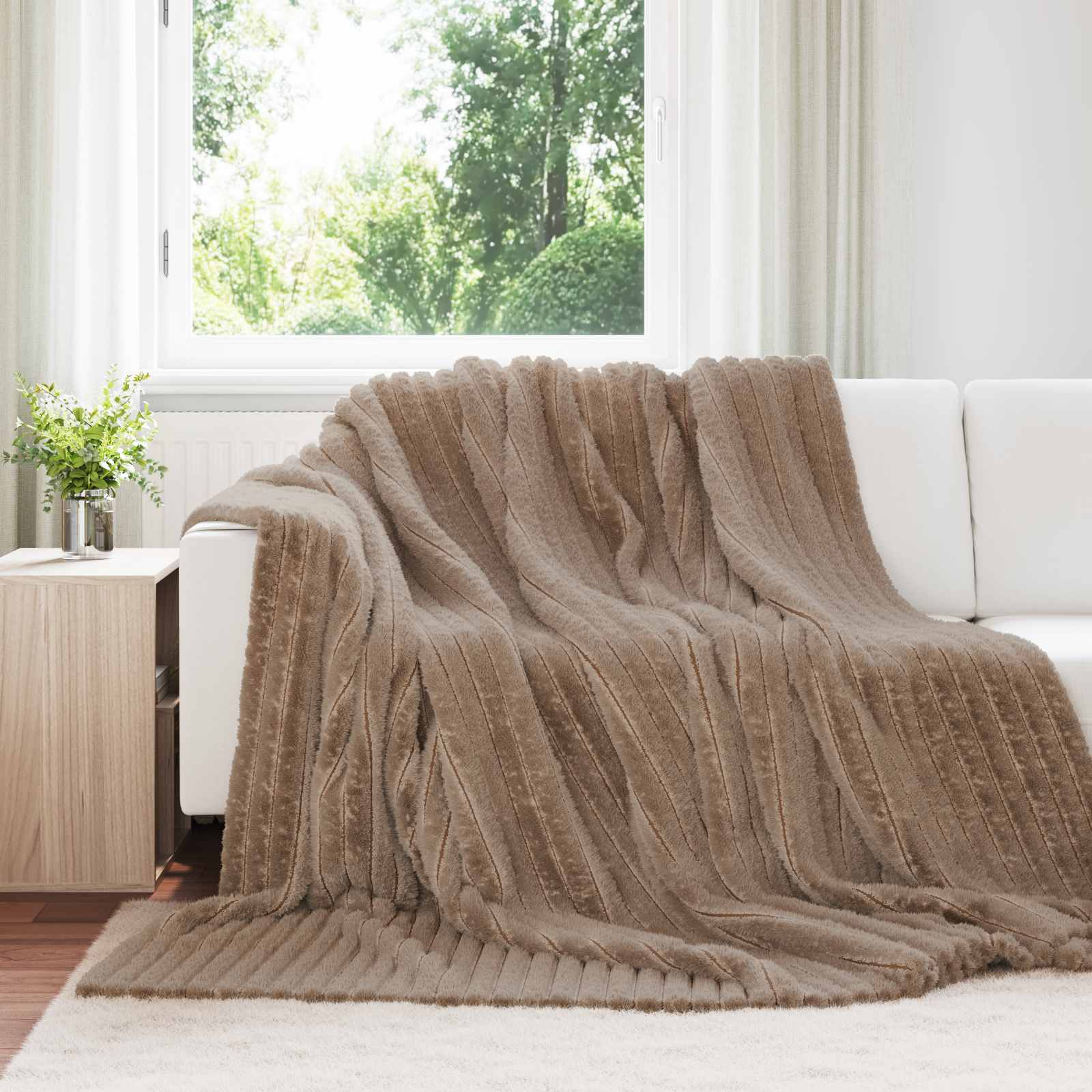 vidaXL Gooi Deken Beige 150 x 130 cm Fleece
