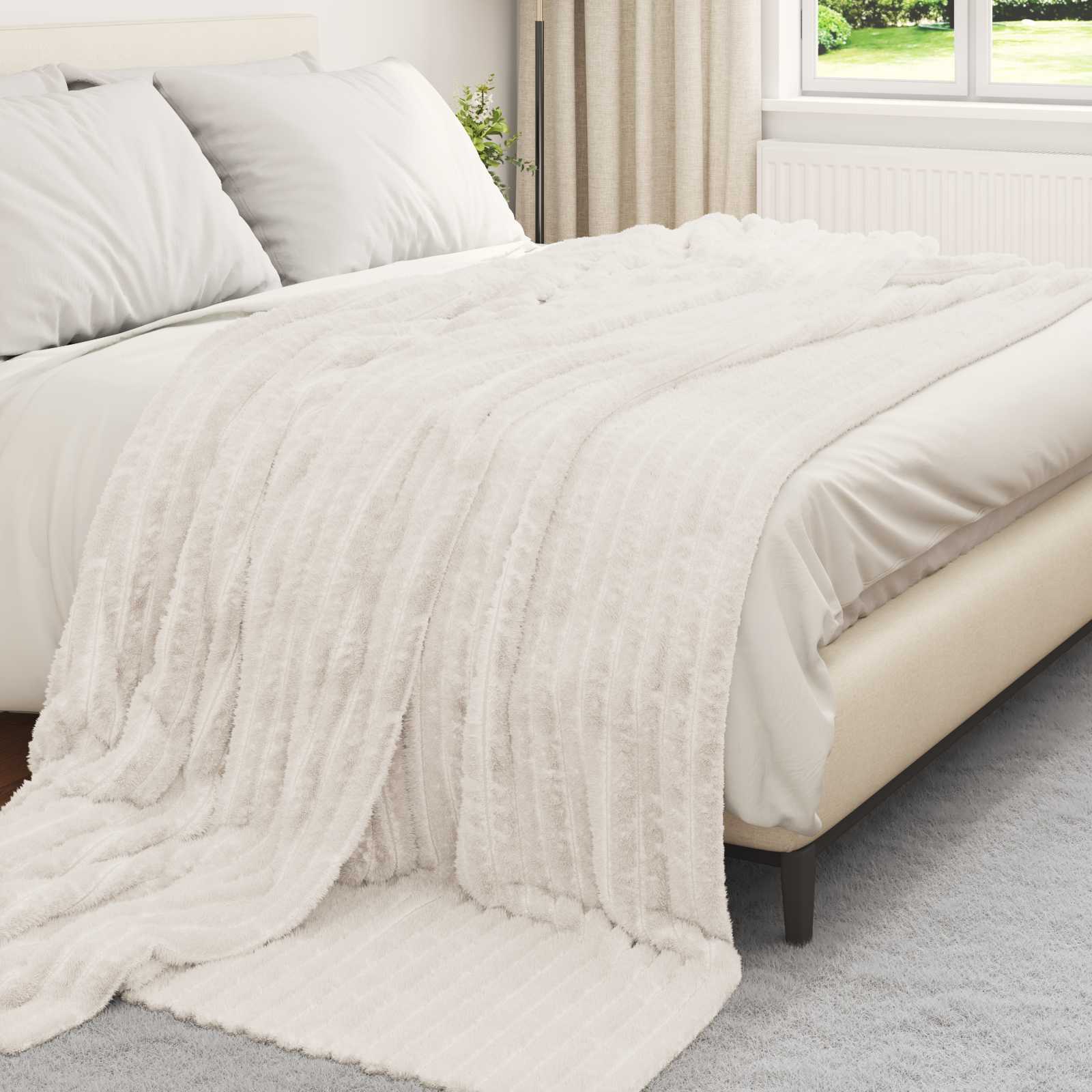 vidaXL Gooi Deken Beige 150 x 130 cm Fleece