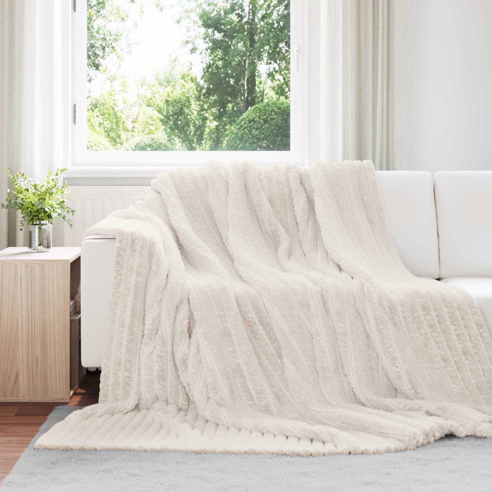 vidaXL Gooi Deken Beige 150 x 130 cm Fleece