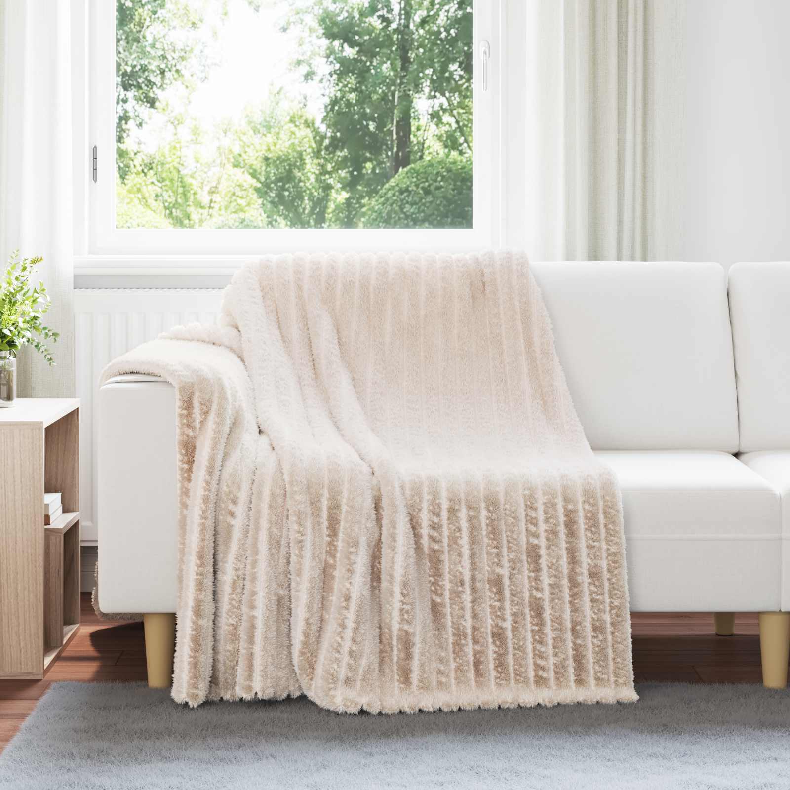 vidaXL Gooi Deken Beige 150 x 130 cm Fleece