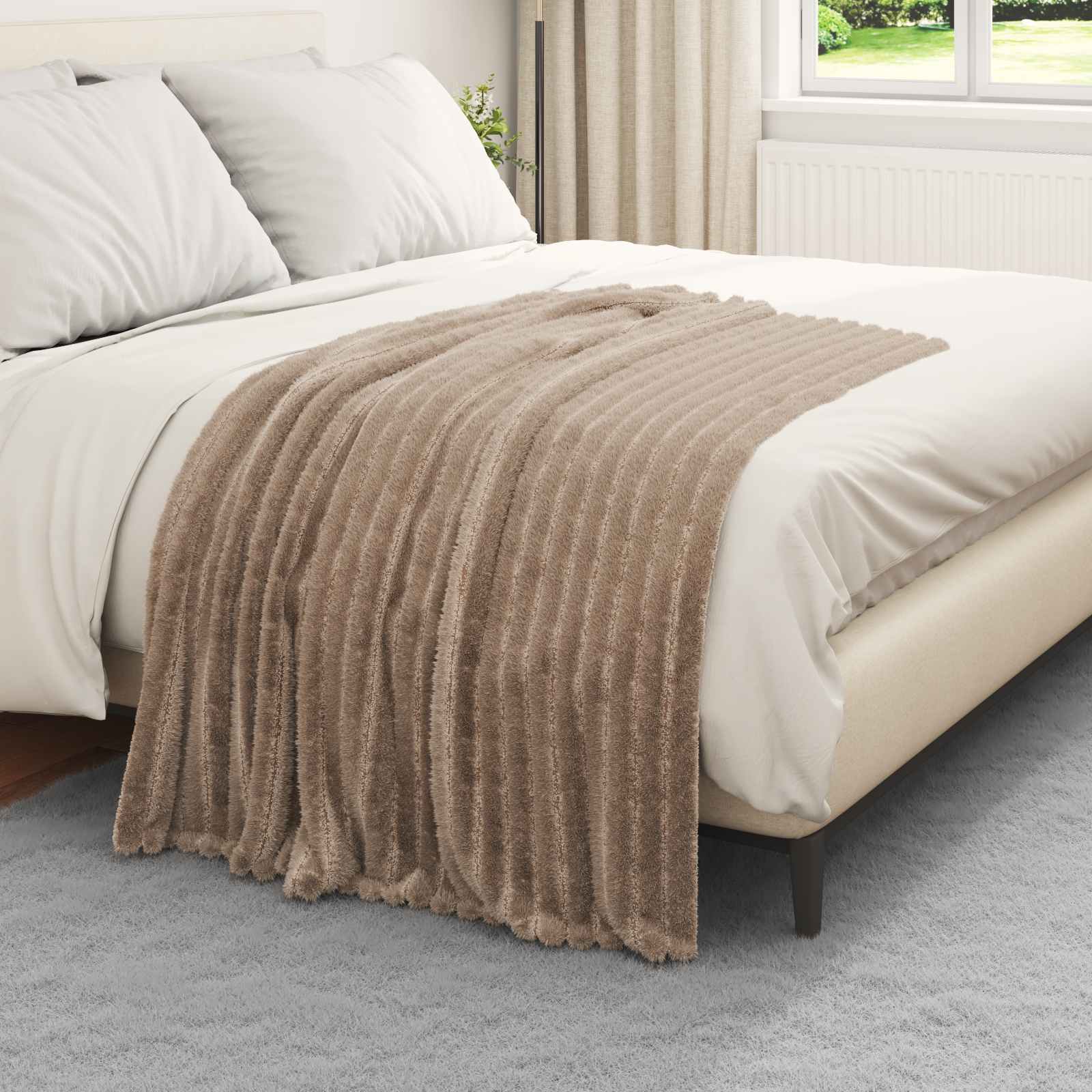 vidaXL Gooi Deken Beige 150 x 130 cm Fleece