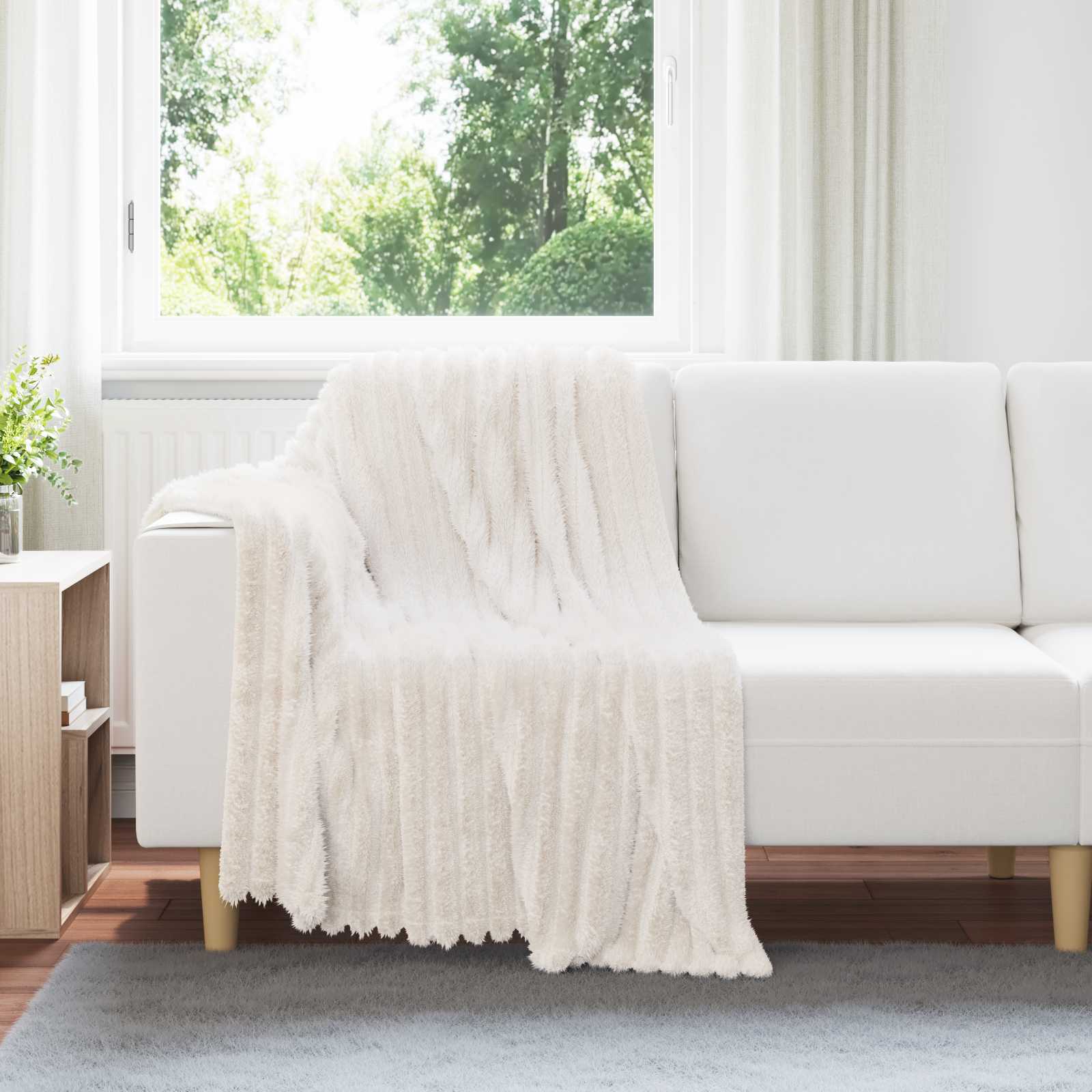 vidaXL Gooi Deken Beige 150 x 130 cm Fleece