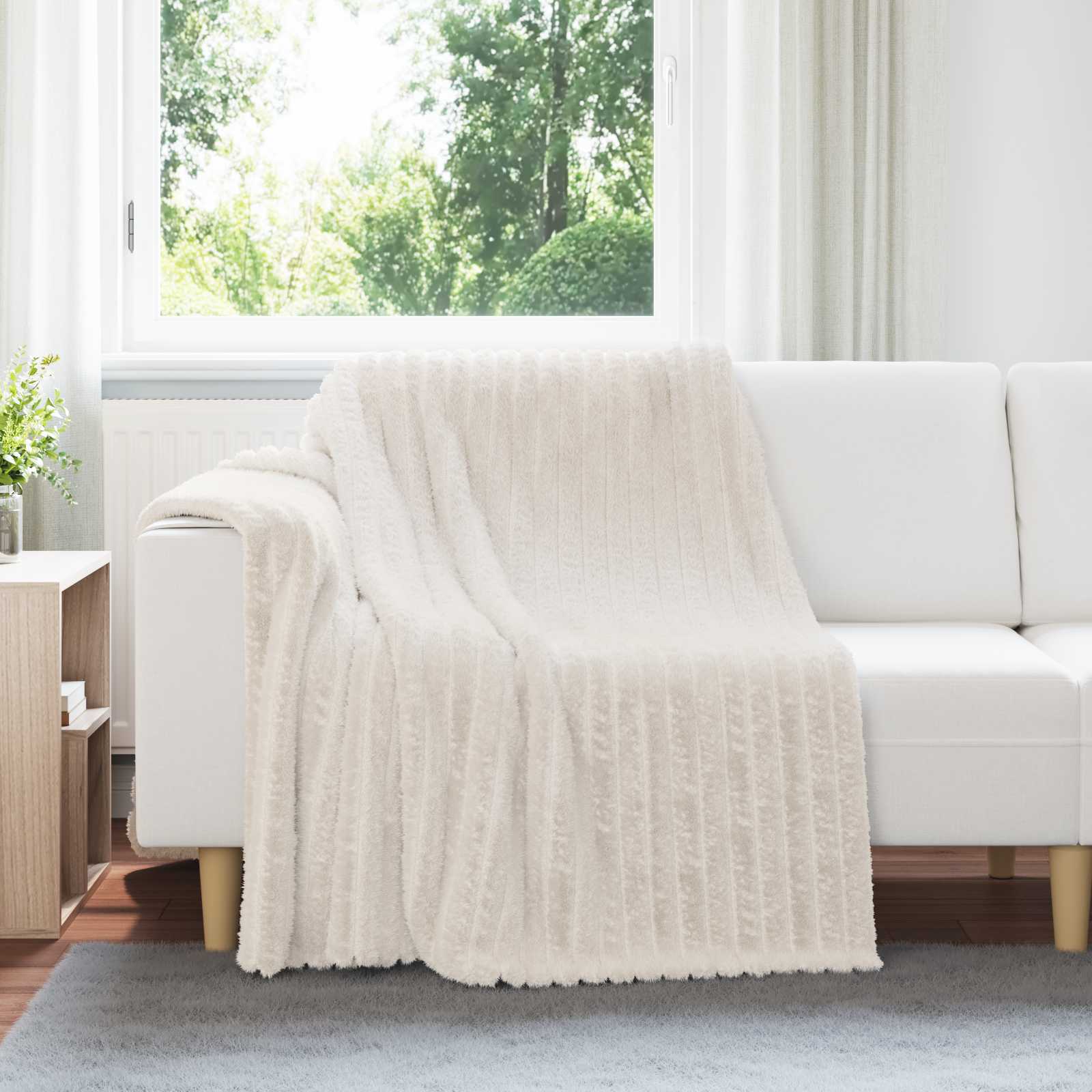 vidaXL Gooi Deken Beige 150 x 130 cm Fleece