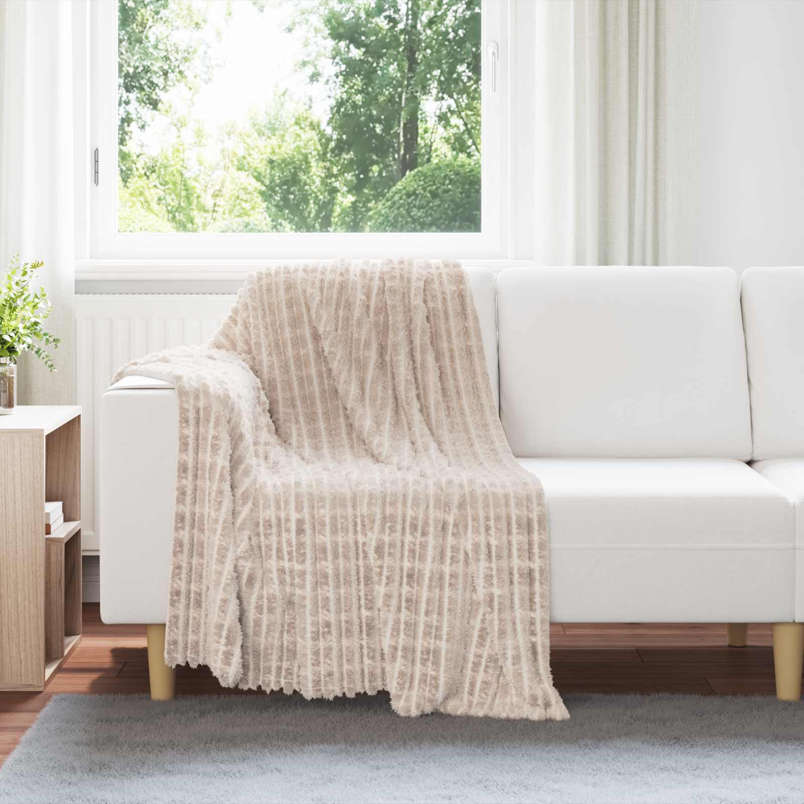 vidaXL Gooi Deken Beige 150 x 130 cm Fleece