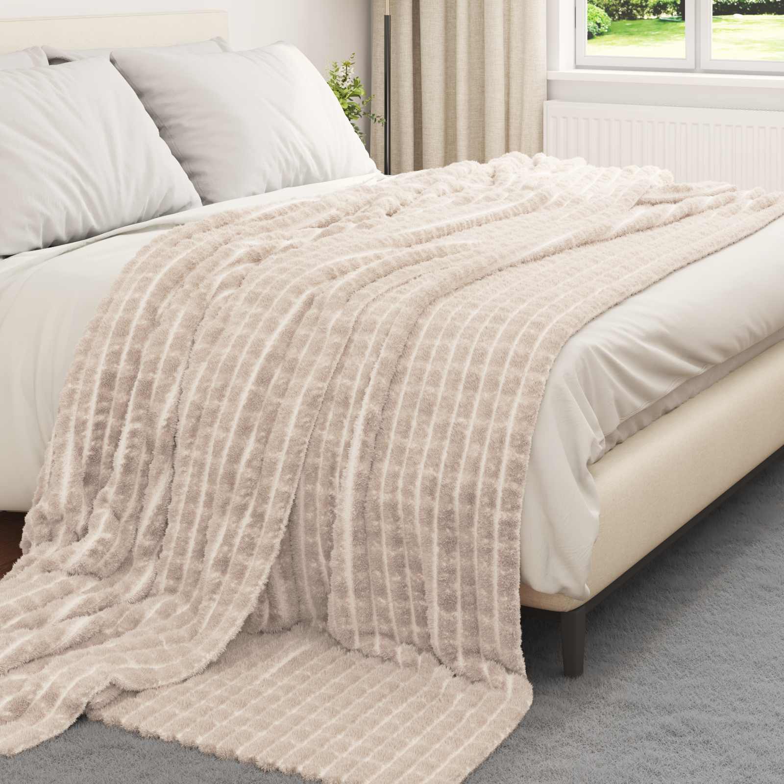 vidaXL Gooi Deken Beige 150 x 130 cm Fleece