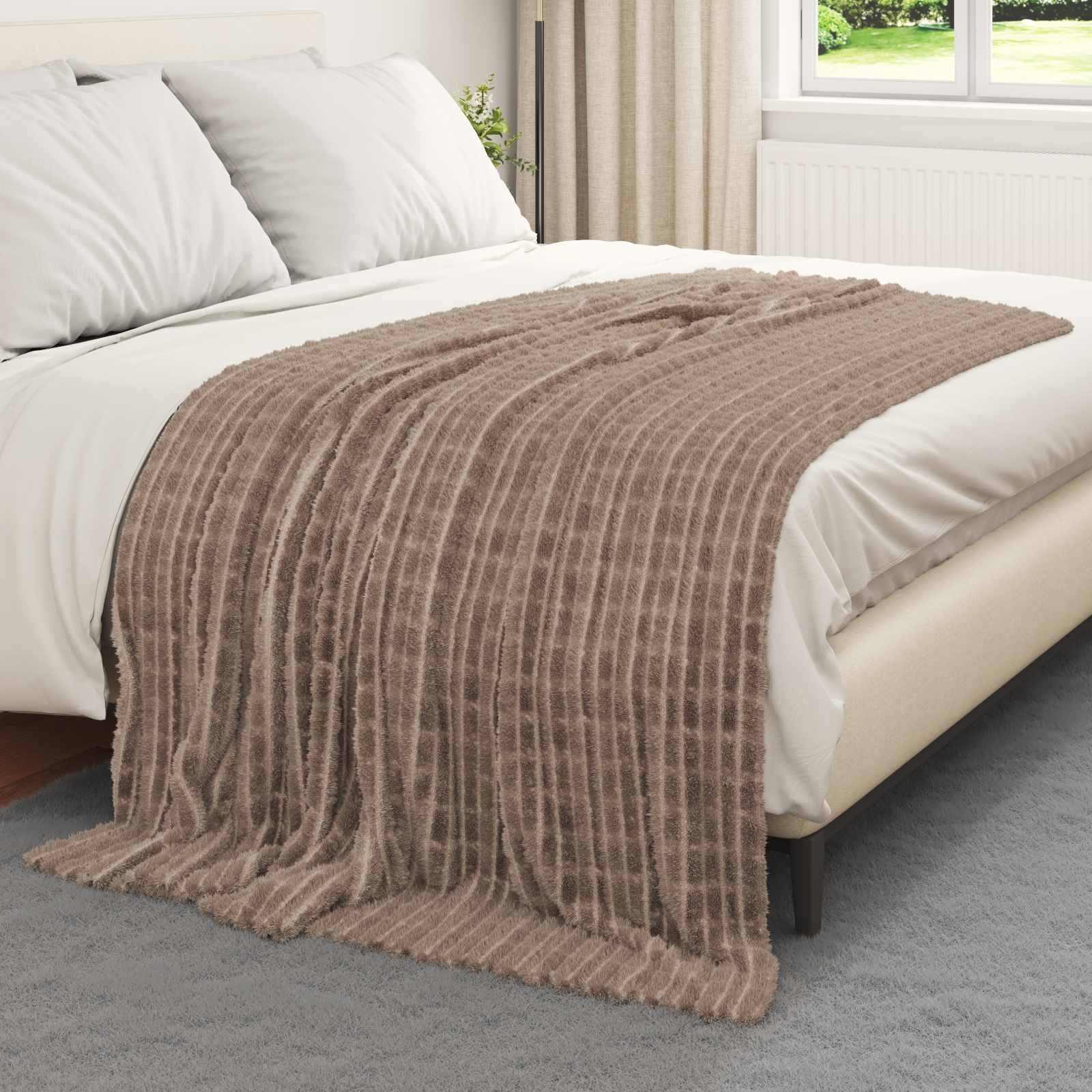 vidaXL Gooi Deken Beige 150 x 130 cm Fleece