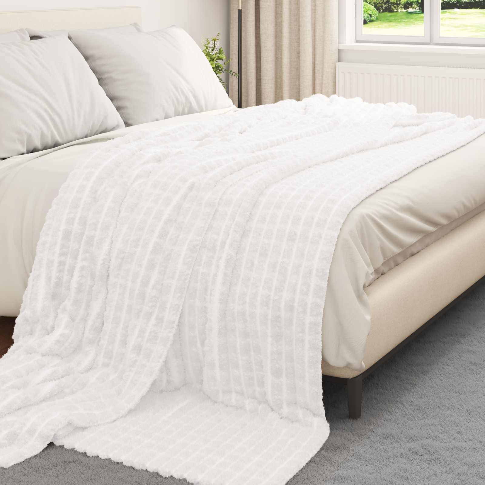 vidaXL Gooi Deken Beige 150 x 130 cm Fleece