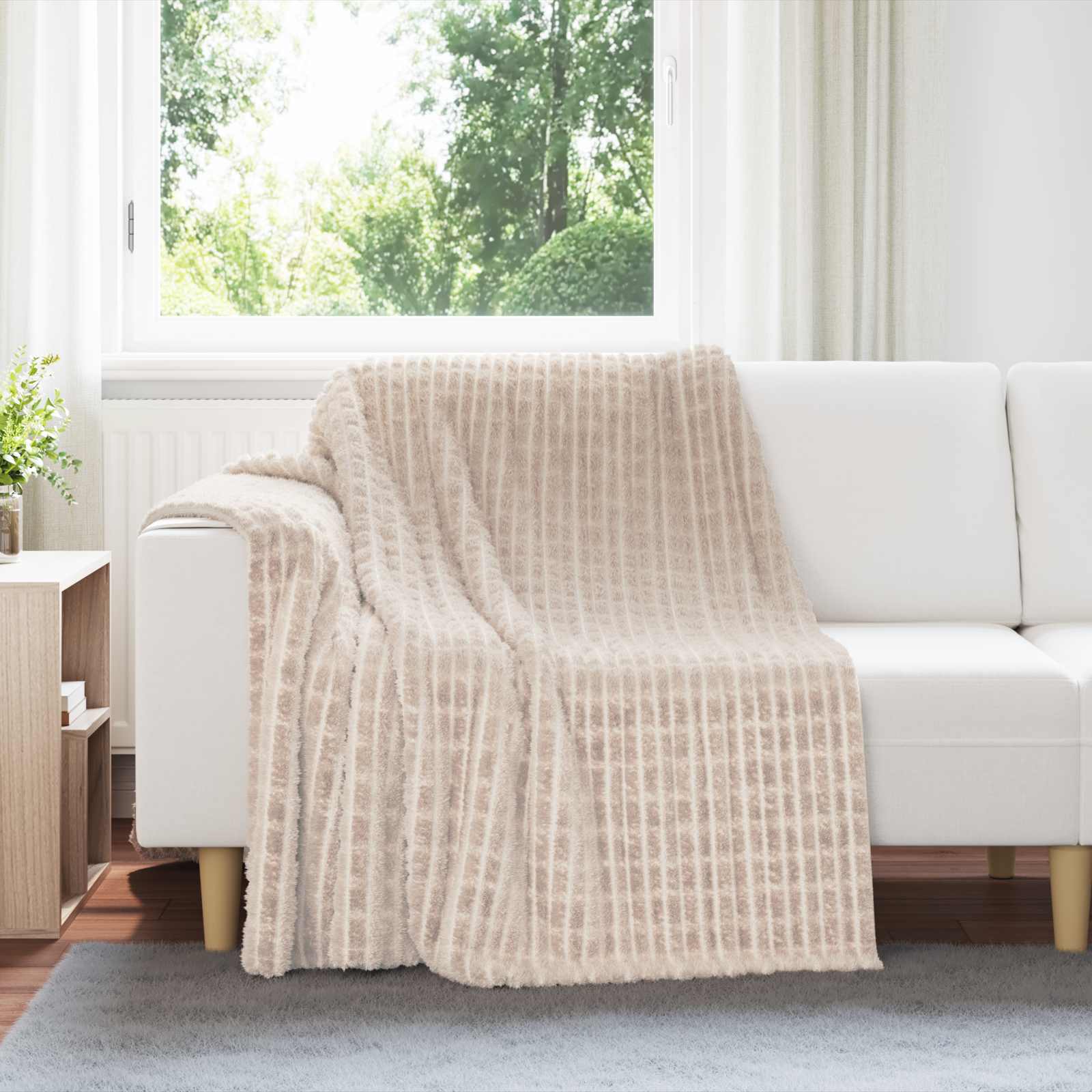 vidaXL Gooi Deken Beige 150 x 130 cm Fleece