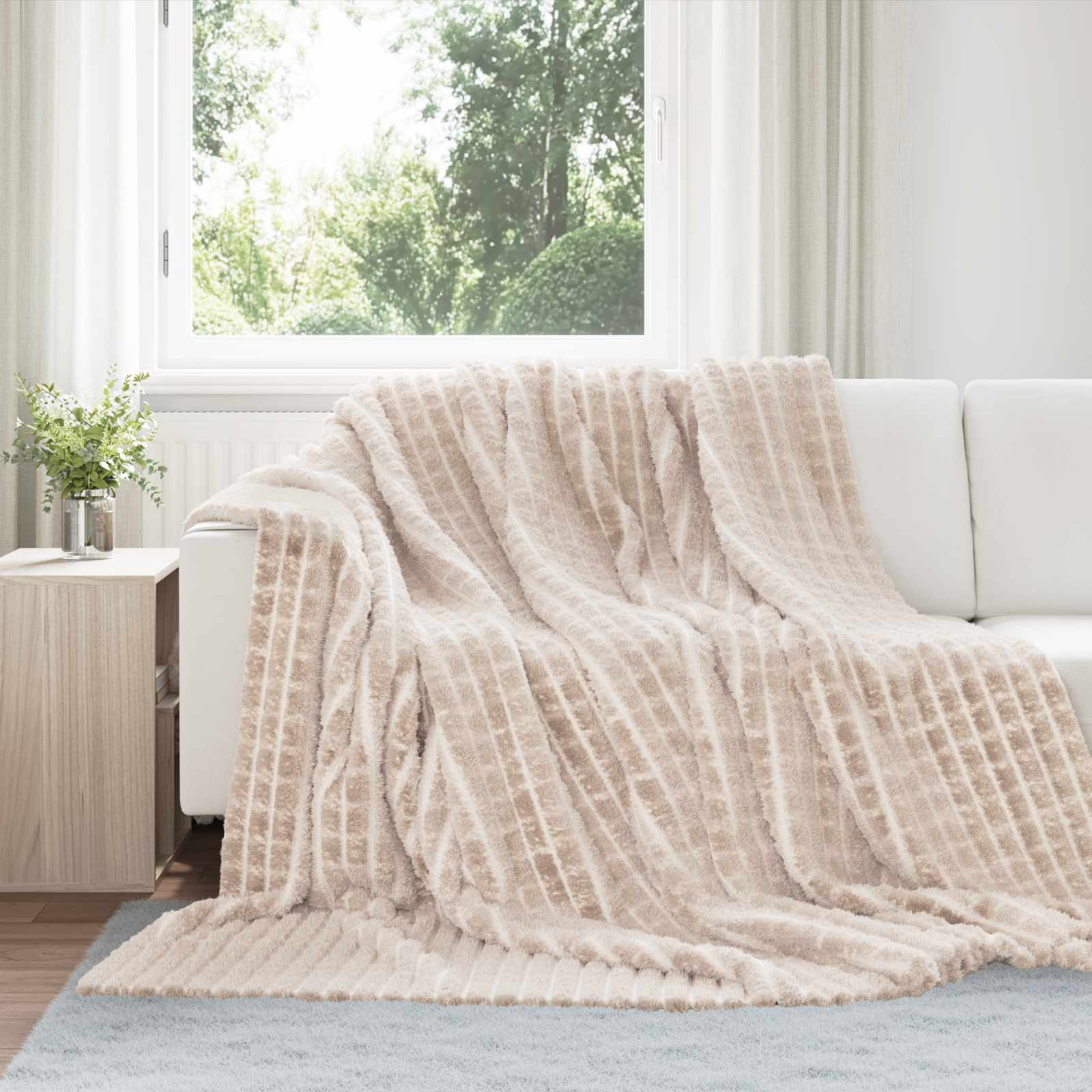 vidaXL Gooi Deken Beige 150 x 130 cm Fleece