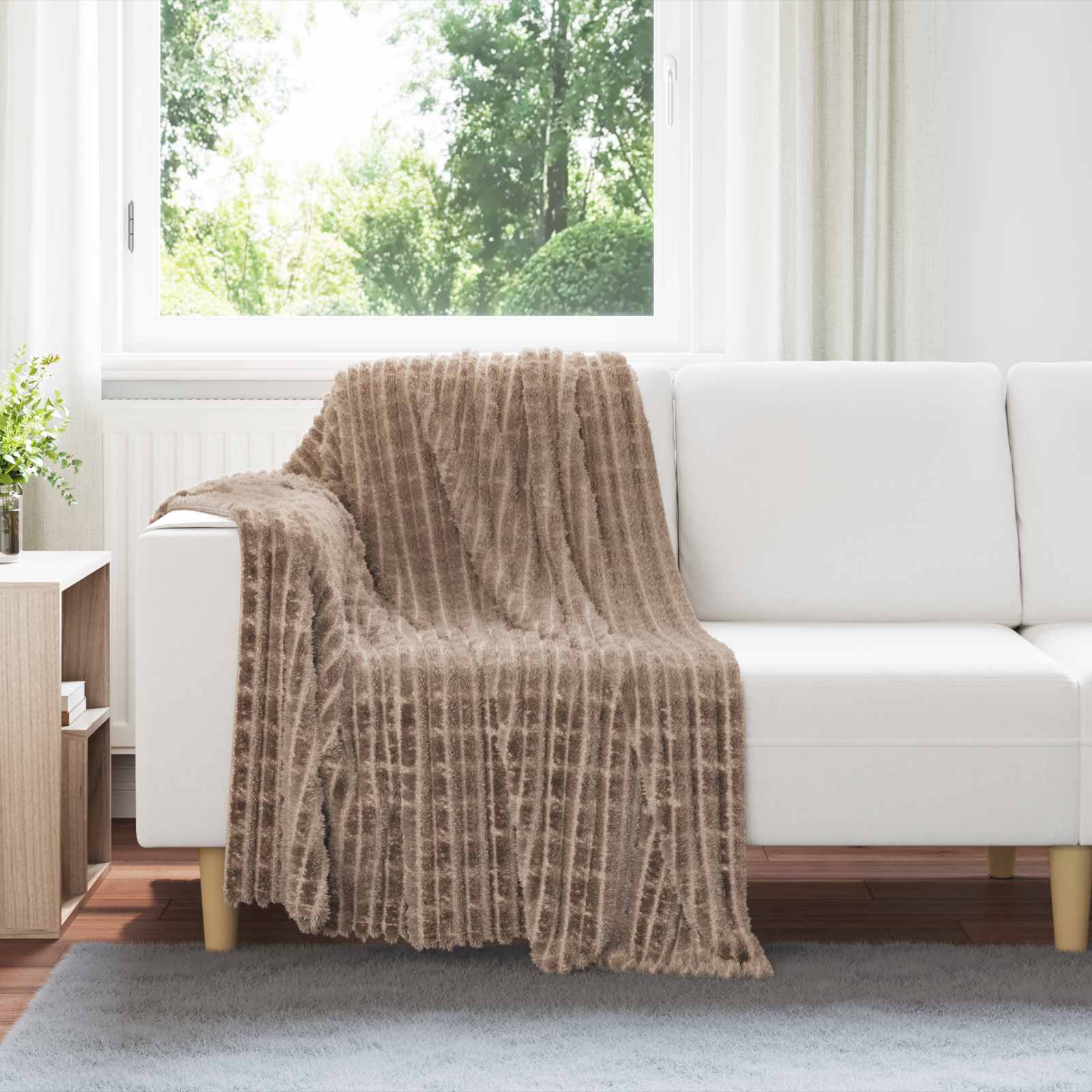vidaXL Gooi Deken Beige 150 x 130 cm Fleece