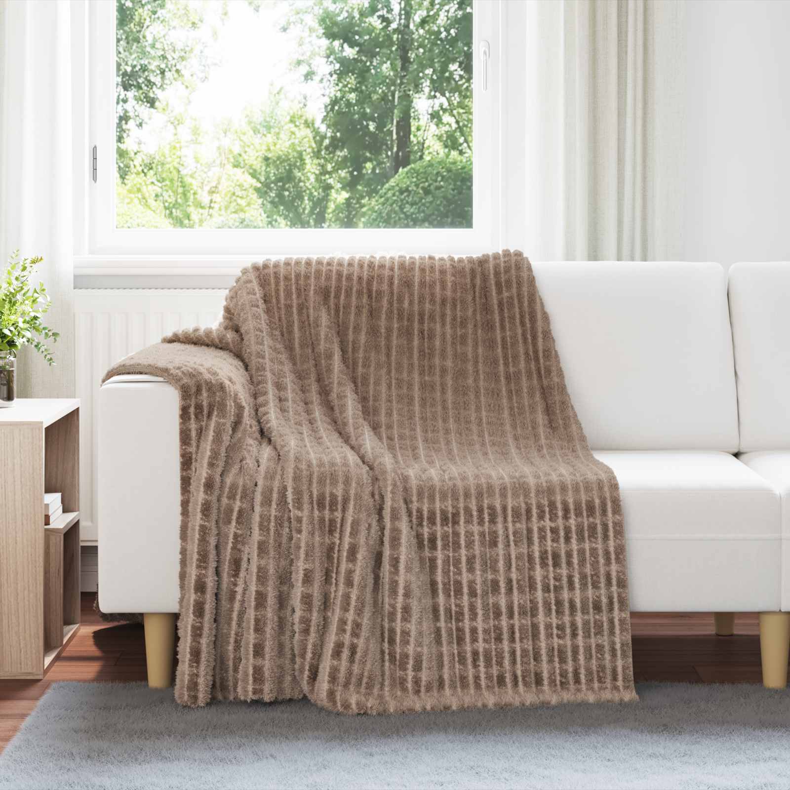 vidaXL Gooi Deken Beige 150 x 130 cm Fleece