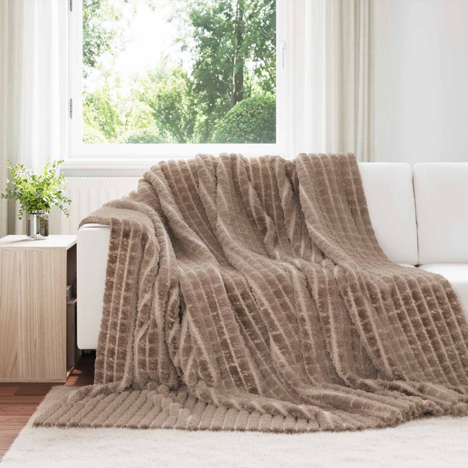 vidaXL Gooi Deken Beige 150 x 130 cm Fleece