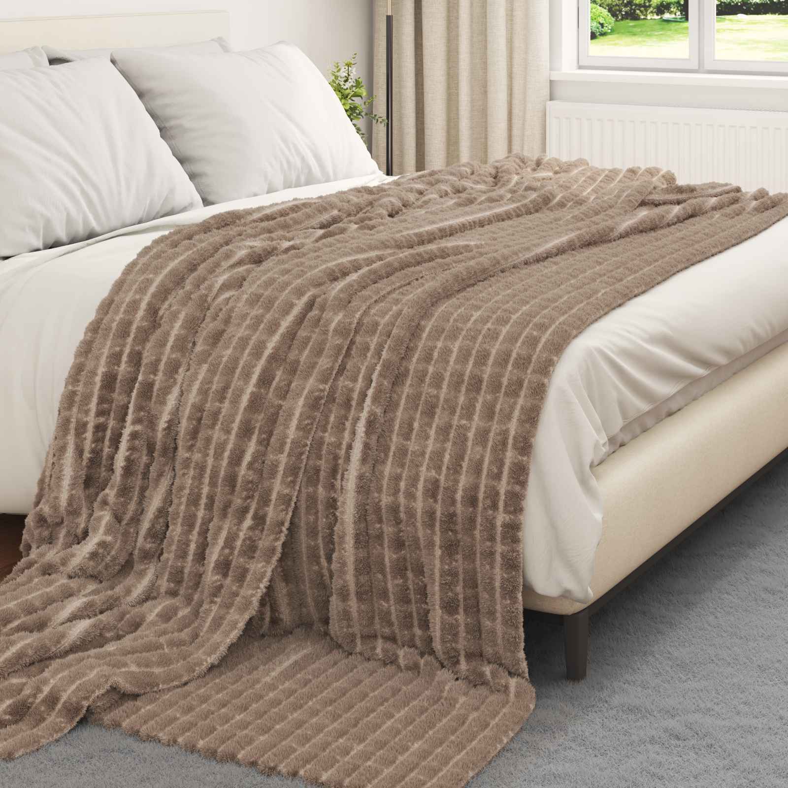 vidaXL Gooi Deken Beige 150 x 130 cm Fleece