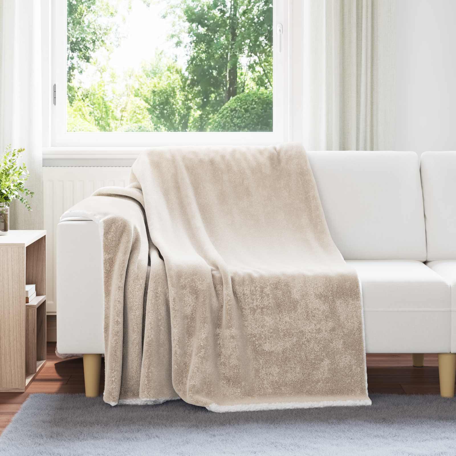 vidaXL Gooi Deken Beige 130 x 150 cm Fleece