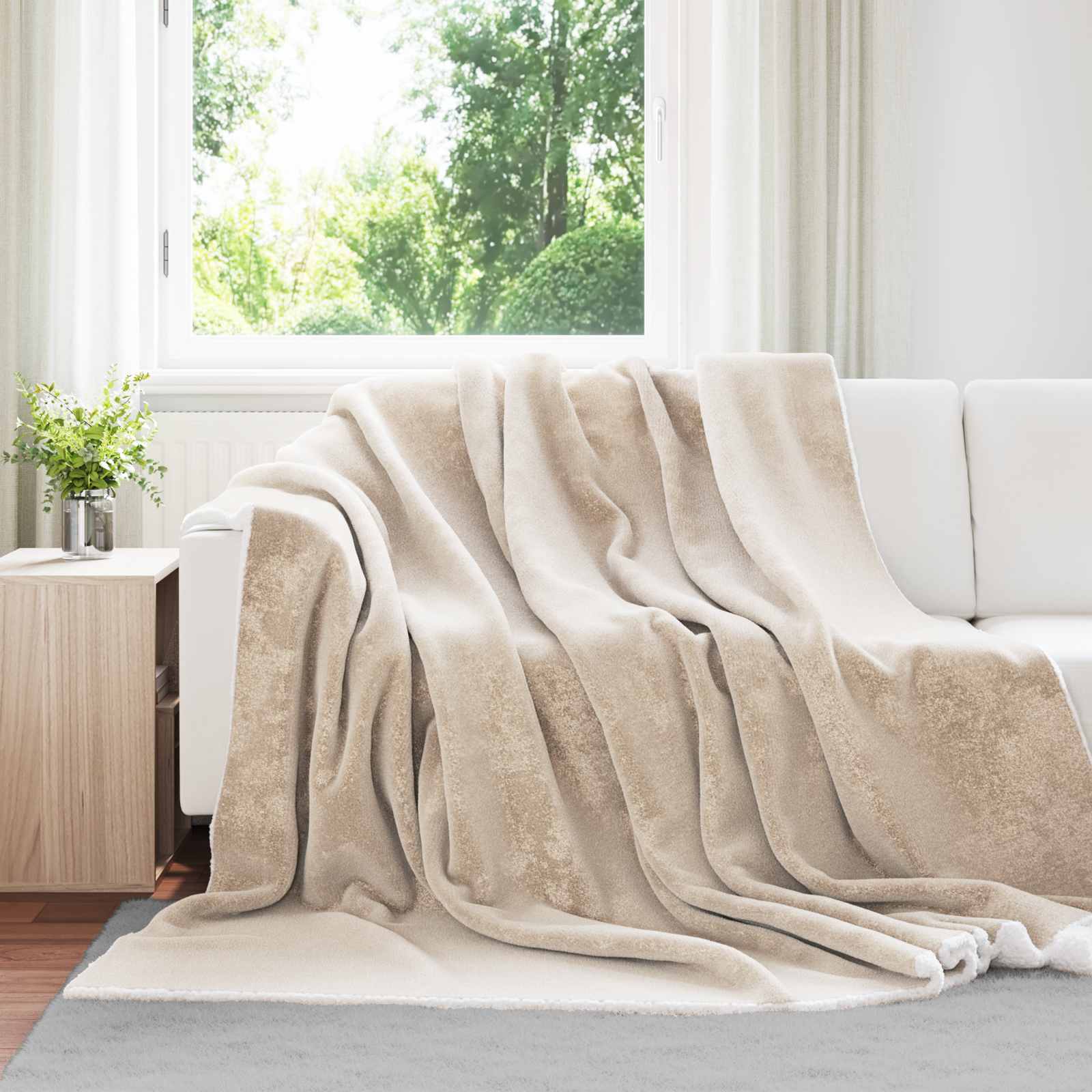 vidaXL Gooi Deken Beige 130 x 150 cm Fleece