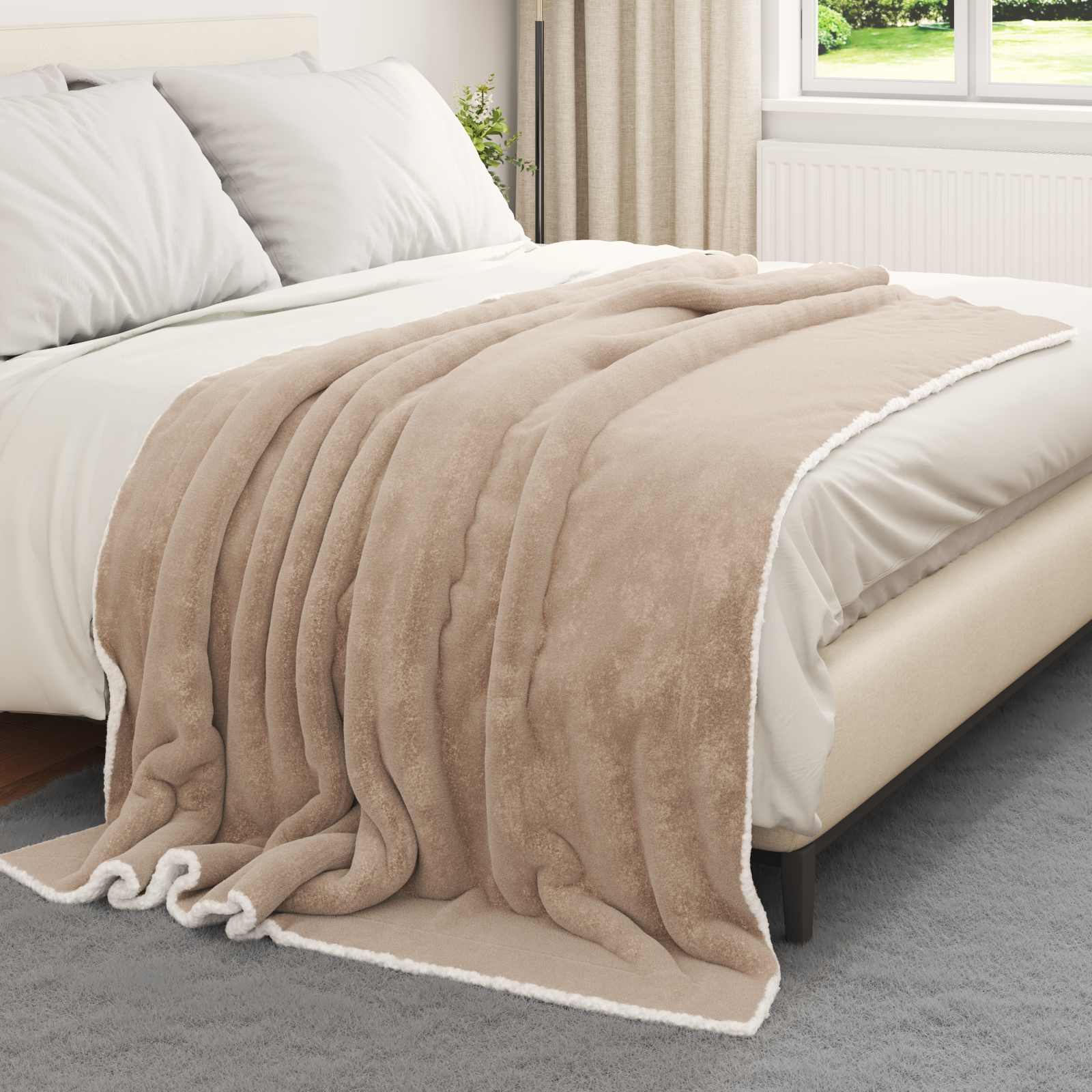 vidaXL Gooi Deken Beige 130 x 150 cm Fleece