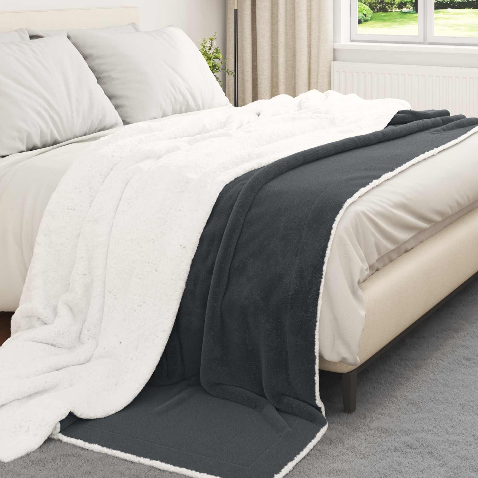 vidaXL Gooi Deken Beige 130 x 150 cm Fleece