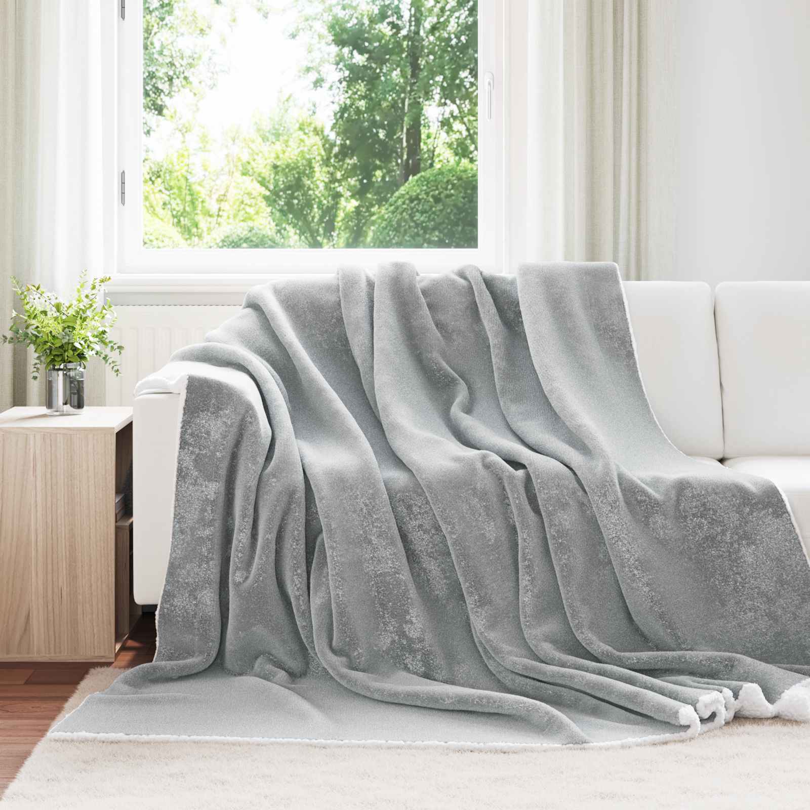 vidaXL Gooi Deken Beige 130 x 150 cm Fleece