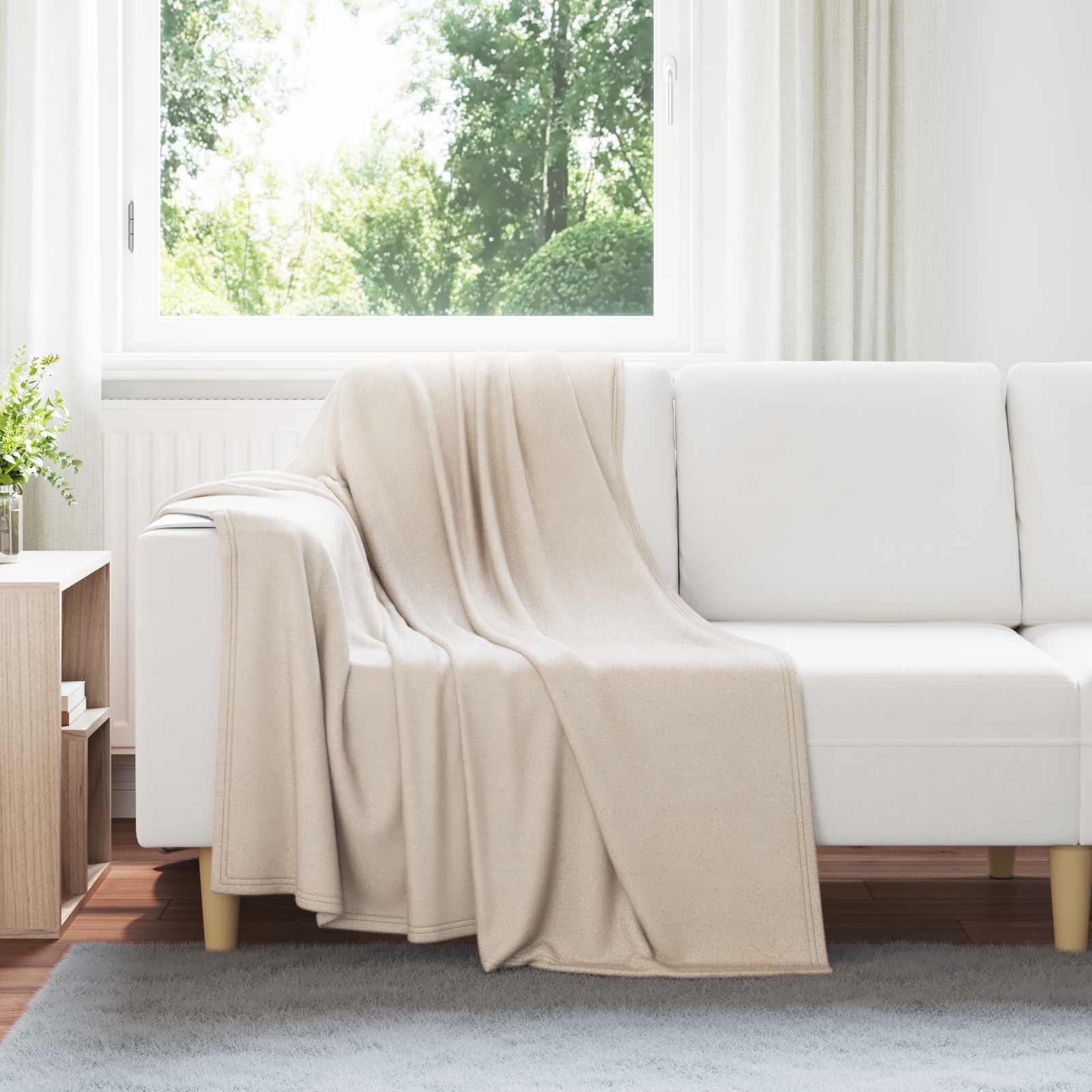 vidaXL Gooi Deken Beige 170 x 130 cm Fleece