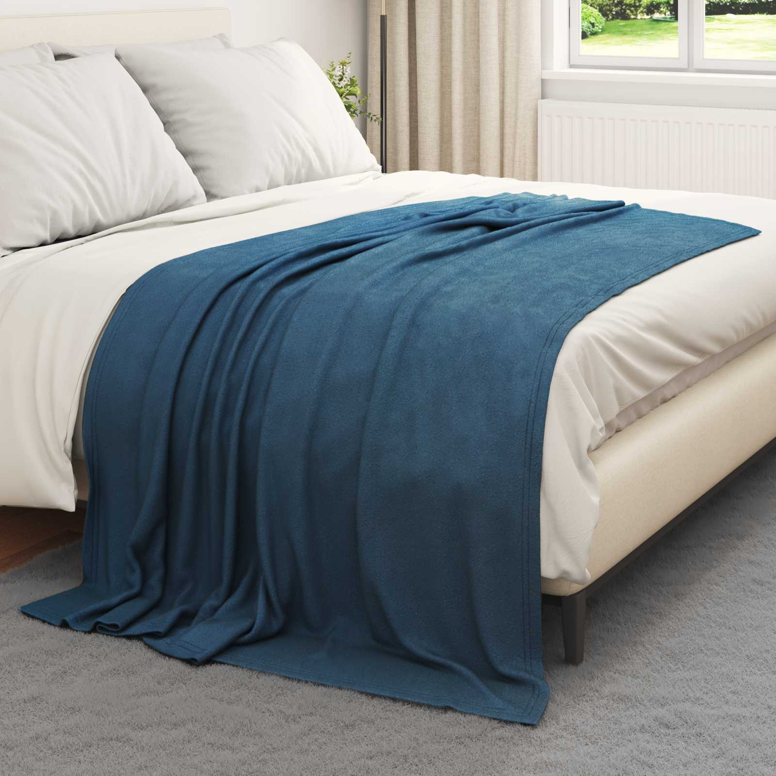 vidaXL Gooi Deken Beige 170 x 130 cm Fleece