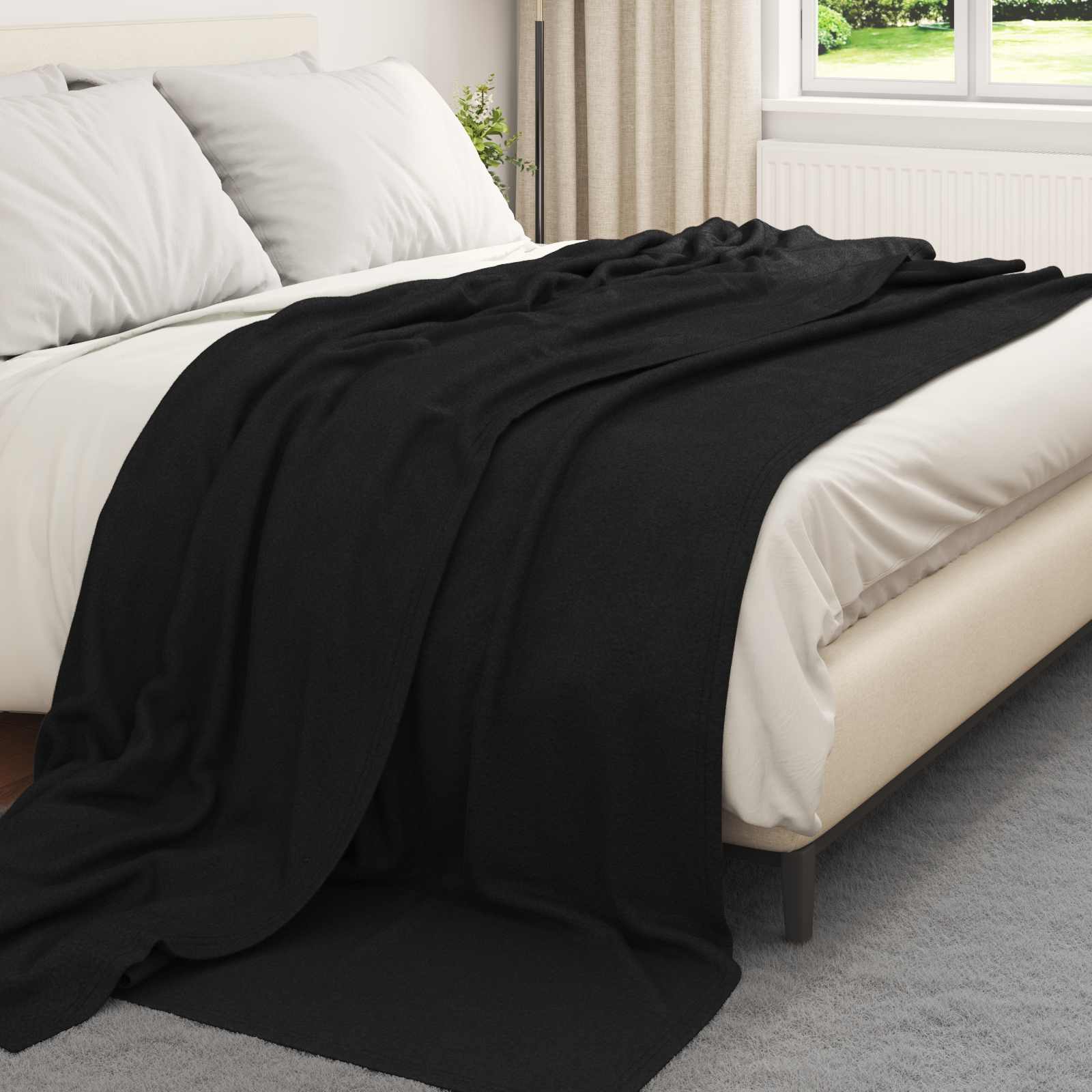 vidaXL Gooi Deken Beige 170 x 130 cm Fleece