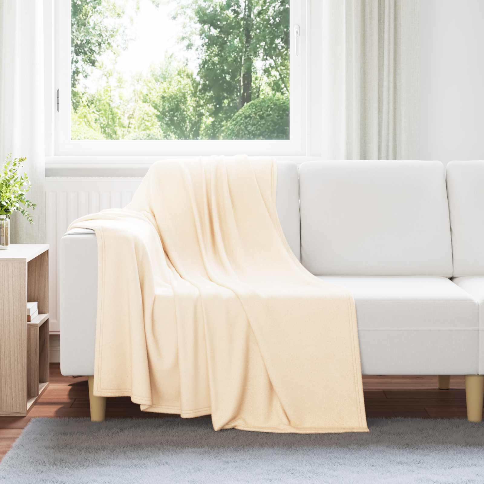 vidaXL Gooi Deken Beige 170 x 130 cm Fleece