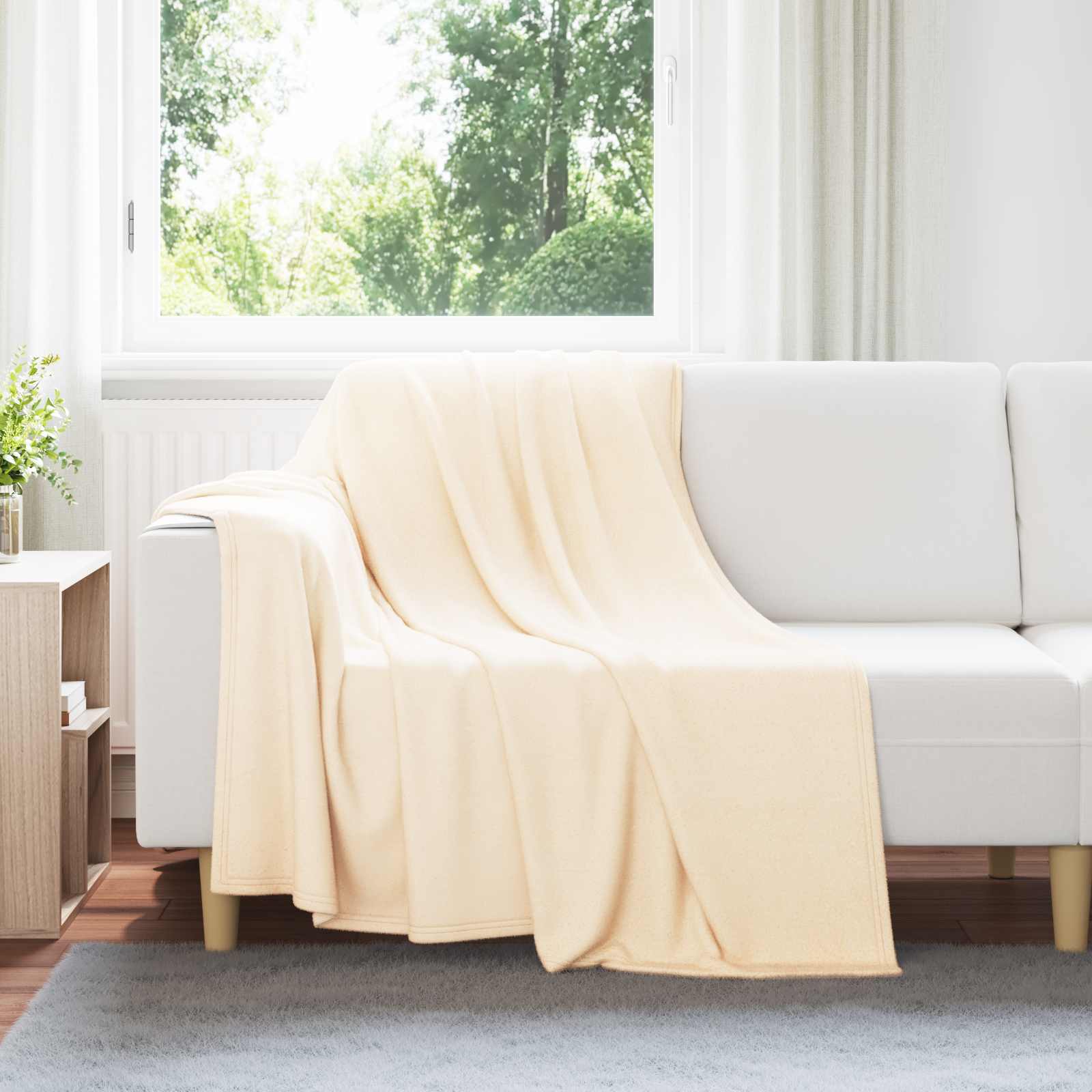 vidaXL Gooi Deken Beige 170 x 130 cm Fleece