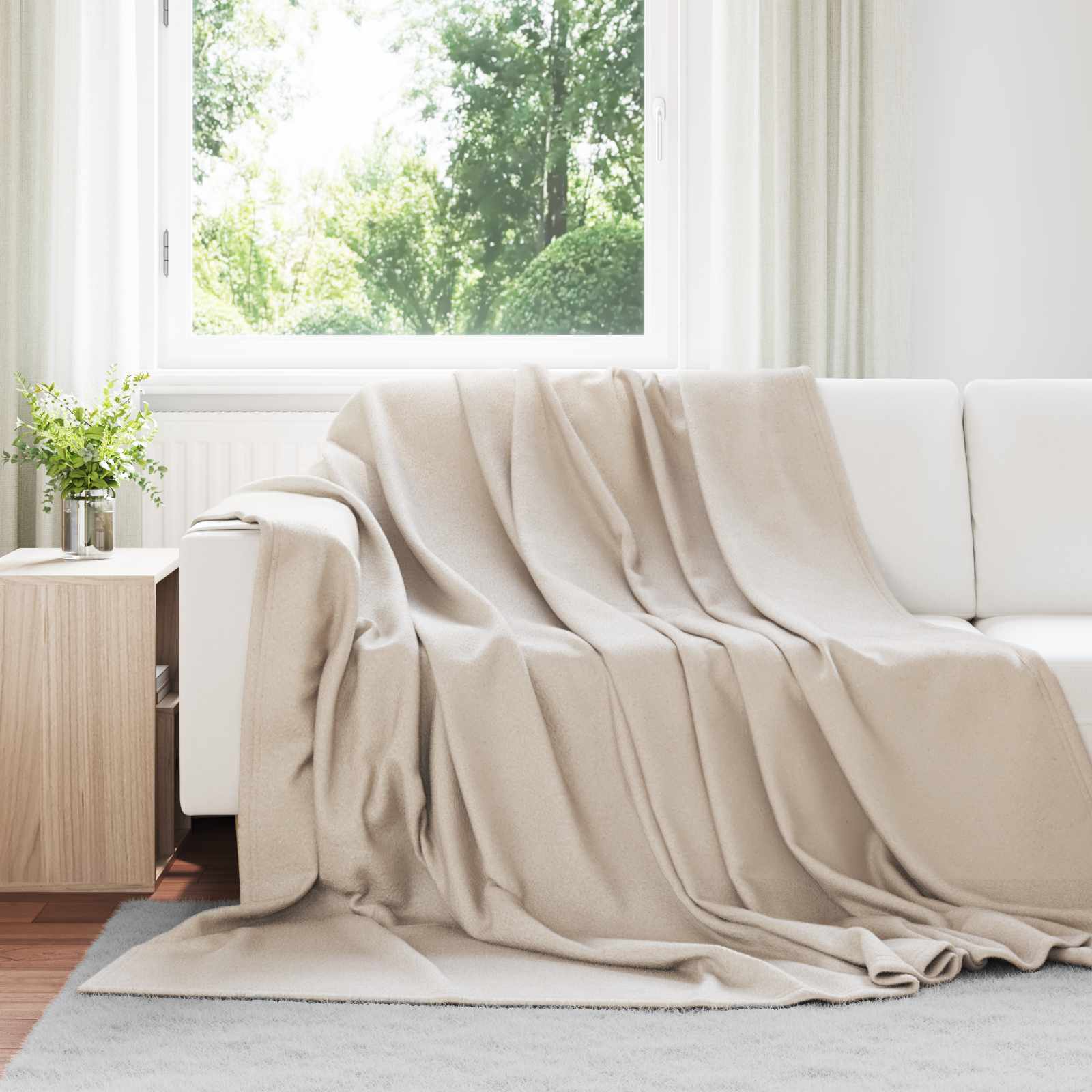 vidaXL Gooi Deken Beige 170 x 130 cm Fleece