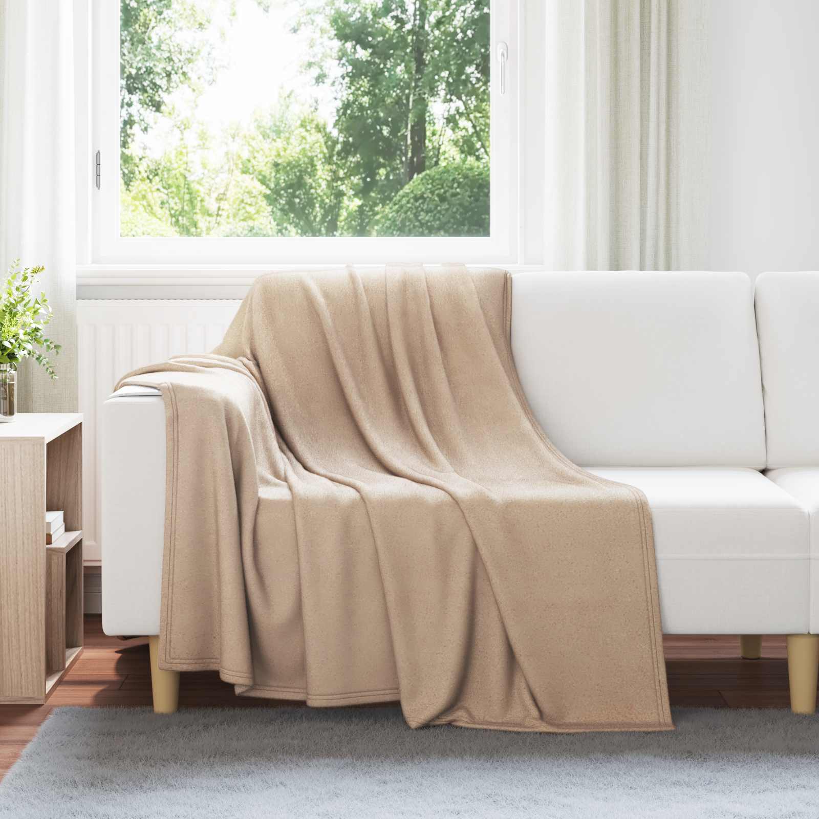 vidaXL Gooi Deken Beige 170 x 130 cm Fleece