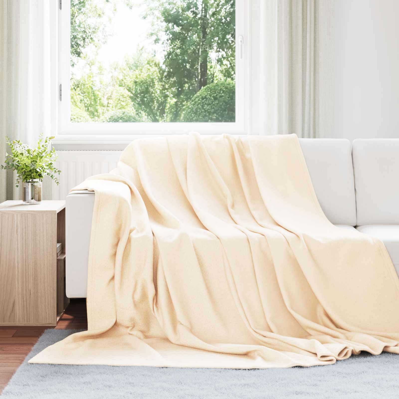 vidaXL Gooi Deken Beige 170 x 130 cm Fleece
