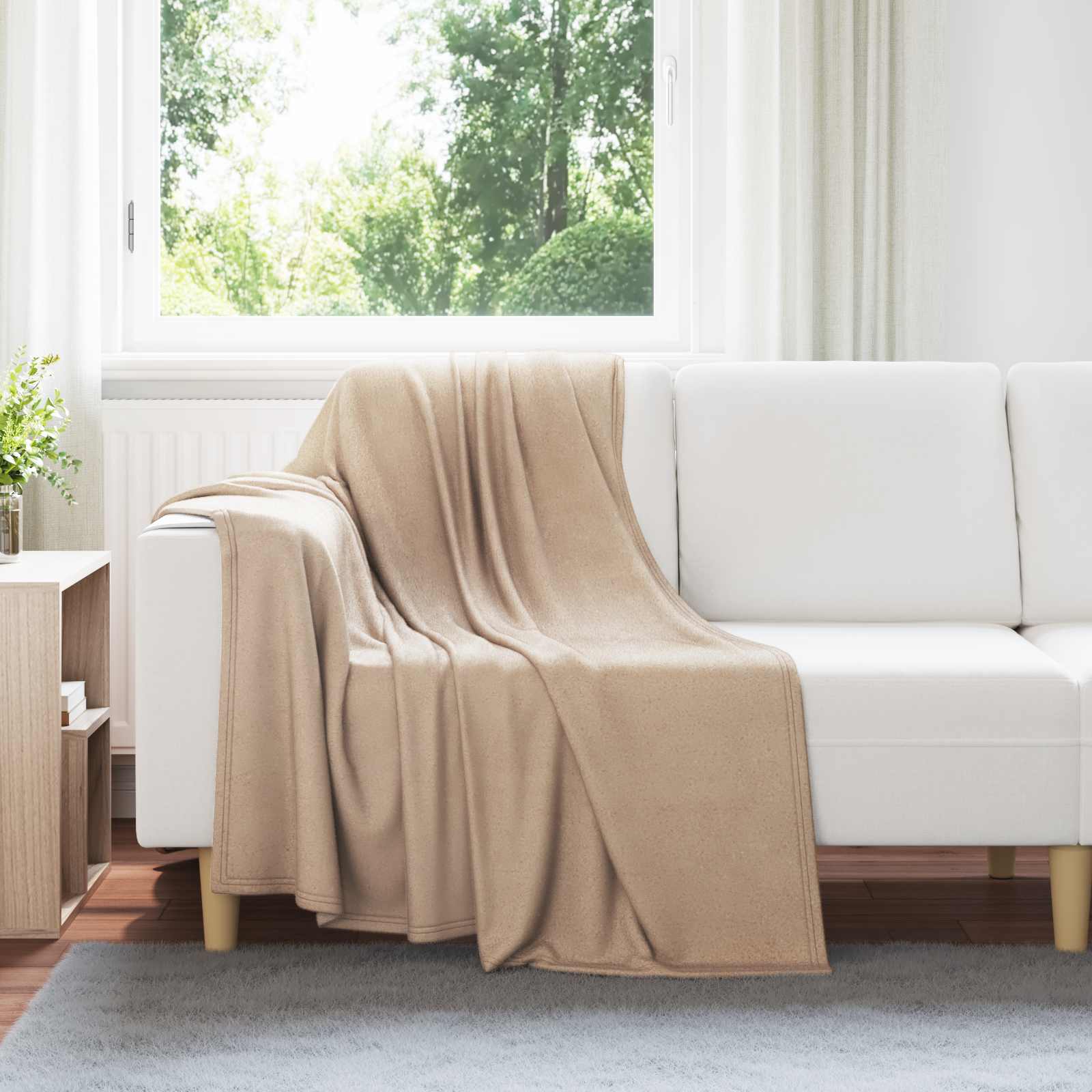 vidaXL Gooi Deken Beige 170 x 130 cm Fleece