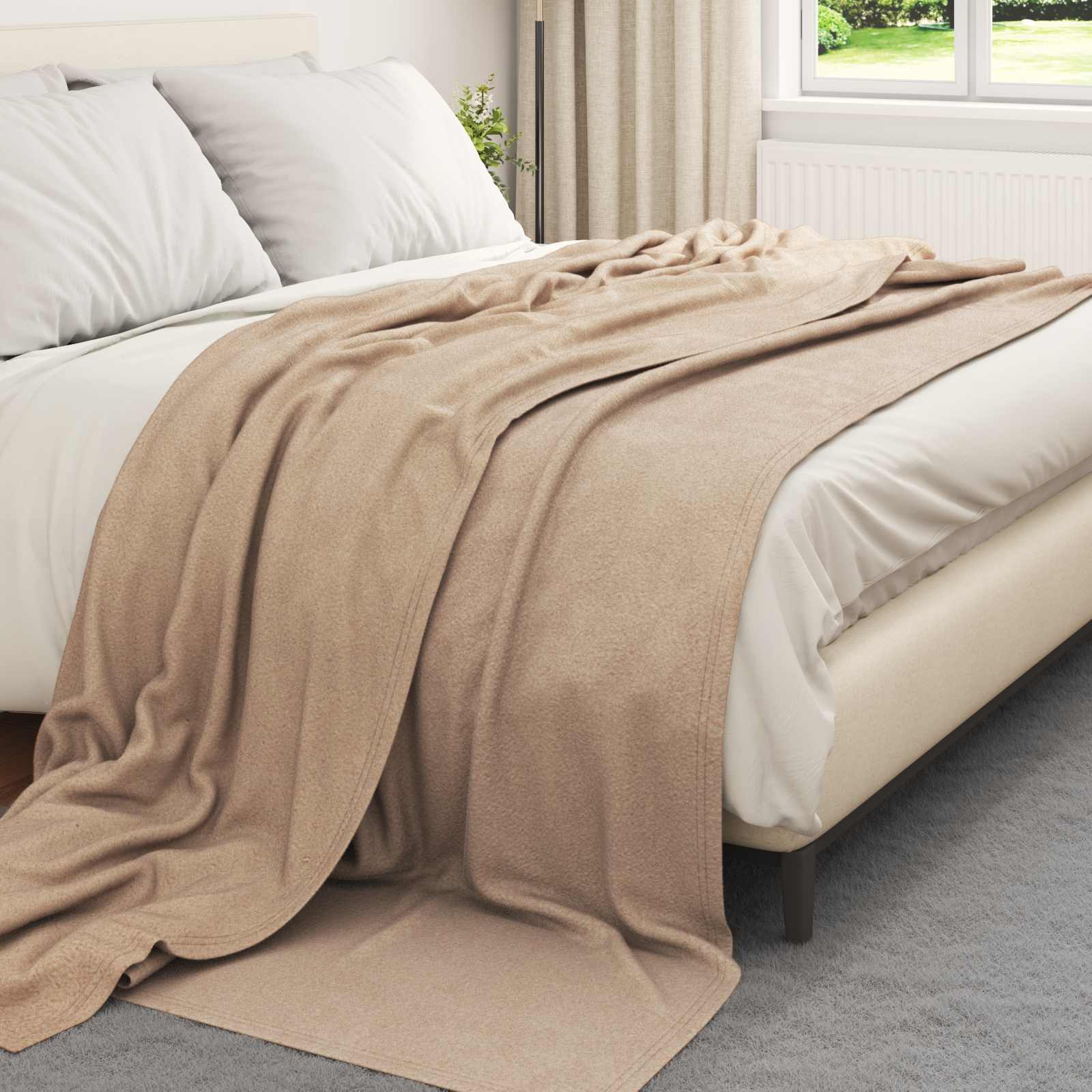 vidaXL Gooi Deken Beige 170 x 130 cm Fleece