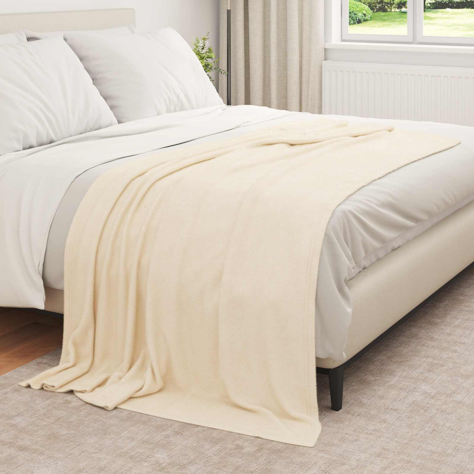 vidaXL Gooi Deken Crème 210 x 140 cm Fleece