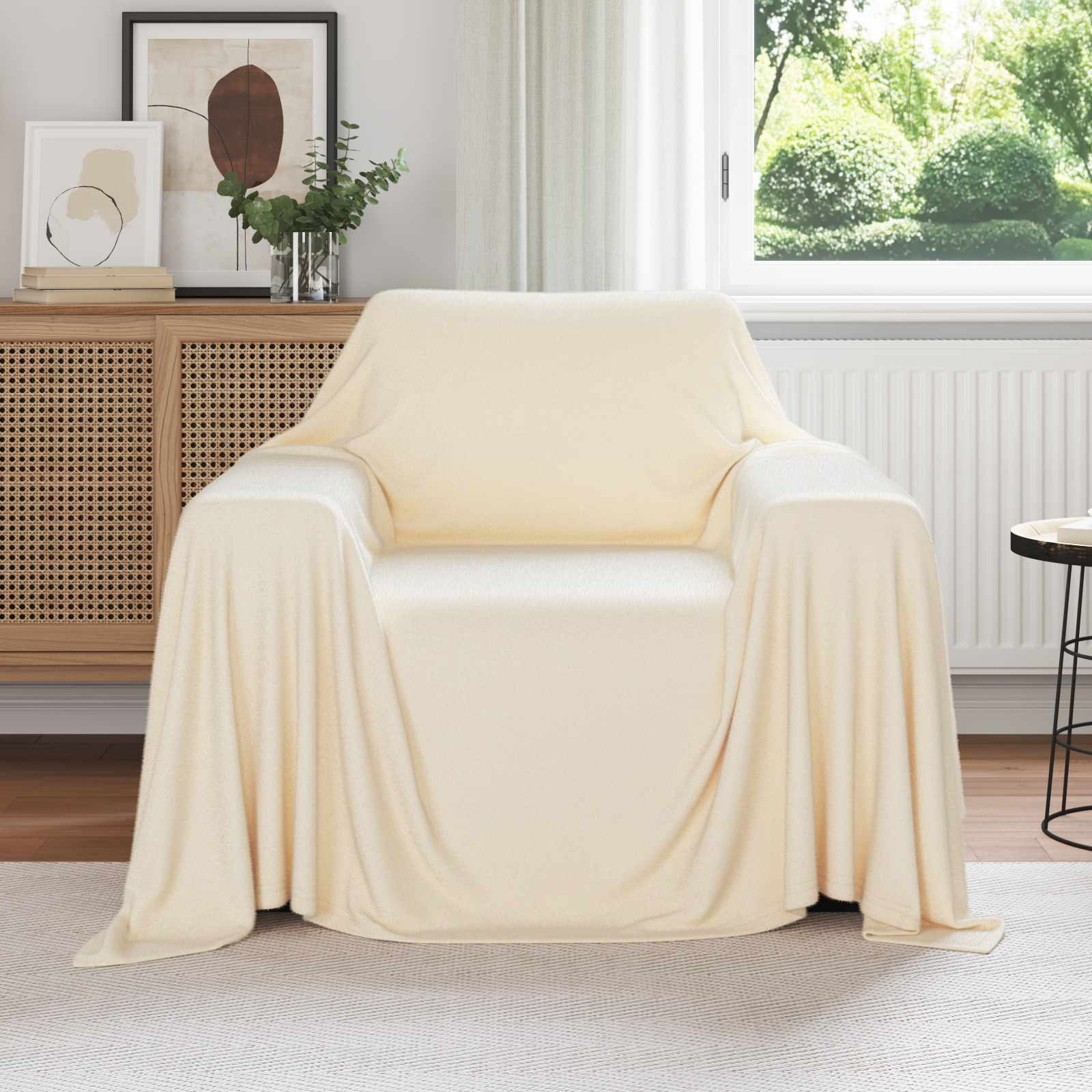 vidaXL Gooi Deken Crème 210 x 140 cm Fleece