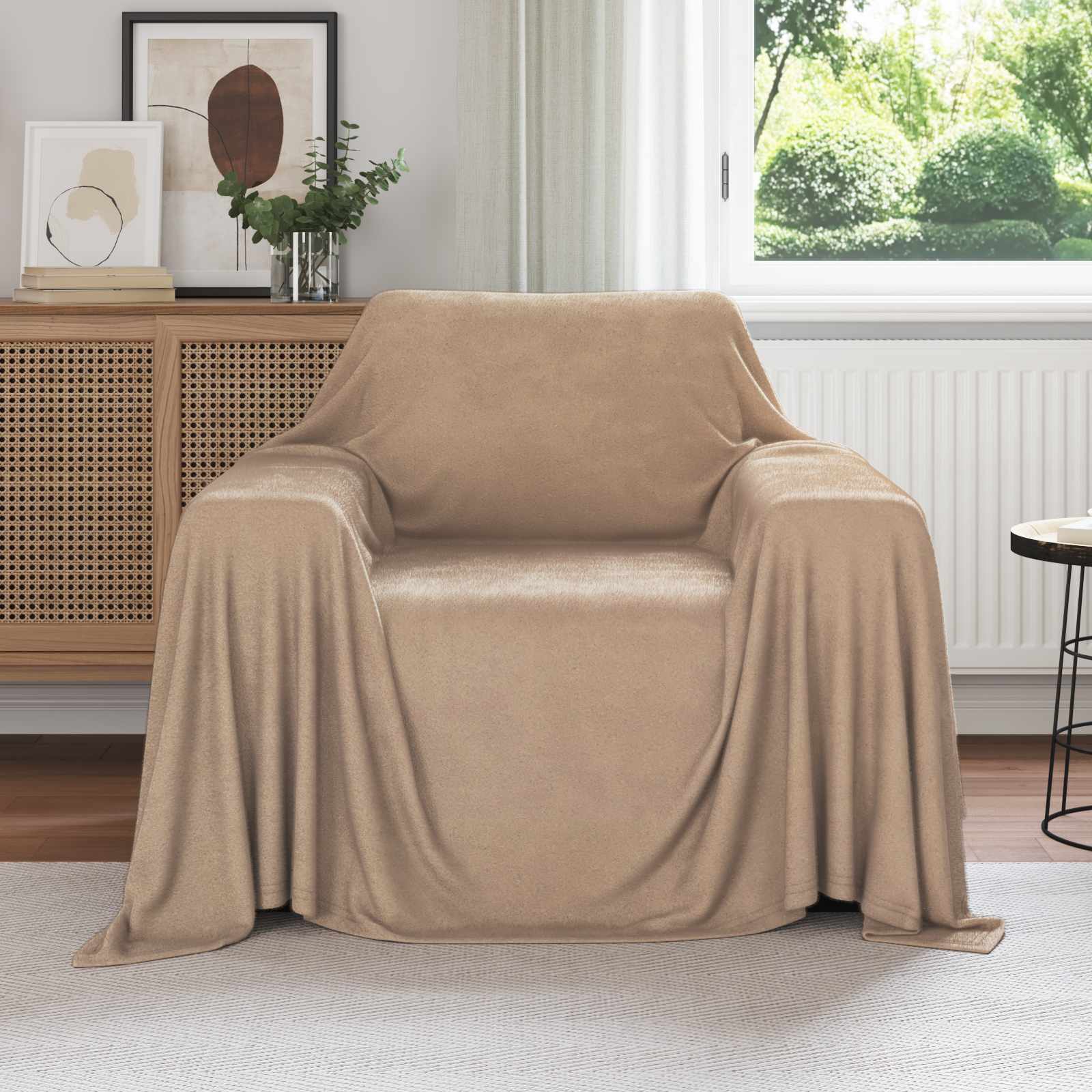 vidaXL Gooi Deken Crème 210 x 140 cm Fleece