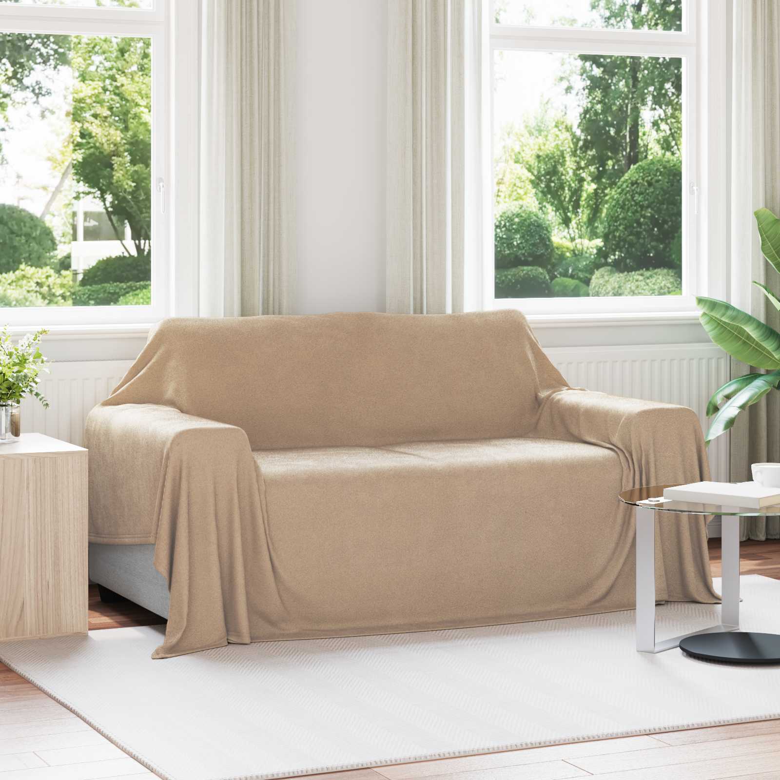 vidaXL Gooi Deken Crème 210 x 140 cm Fleece