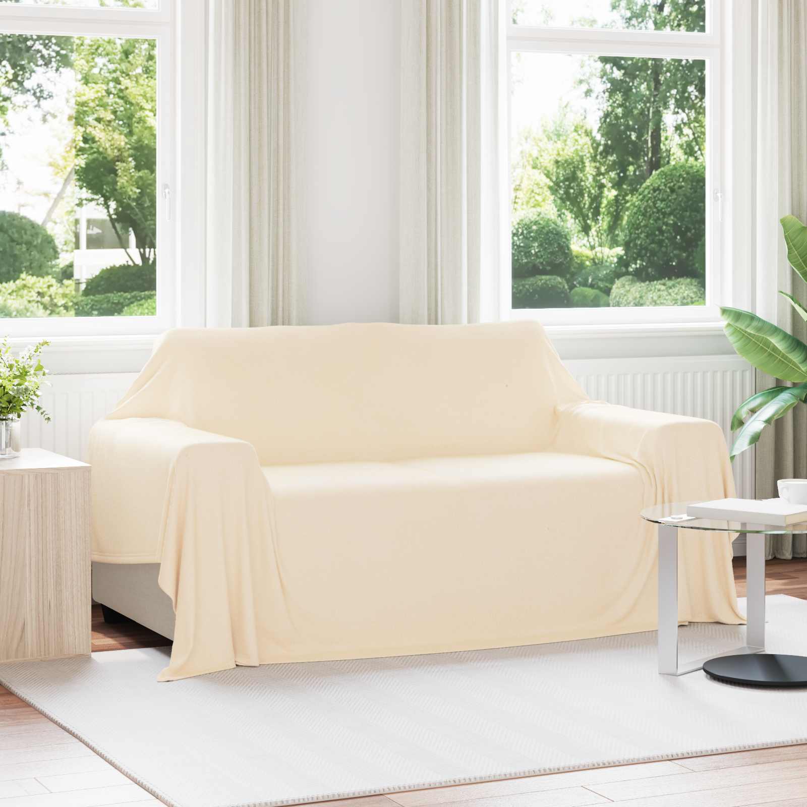 vidaXL Gooi Deken Crème 210 x 140 cm Fleece