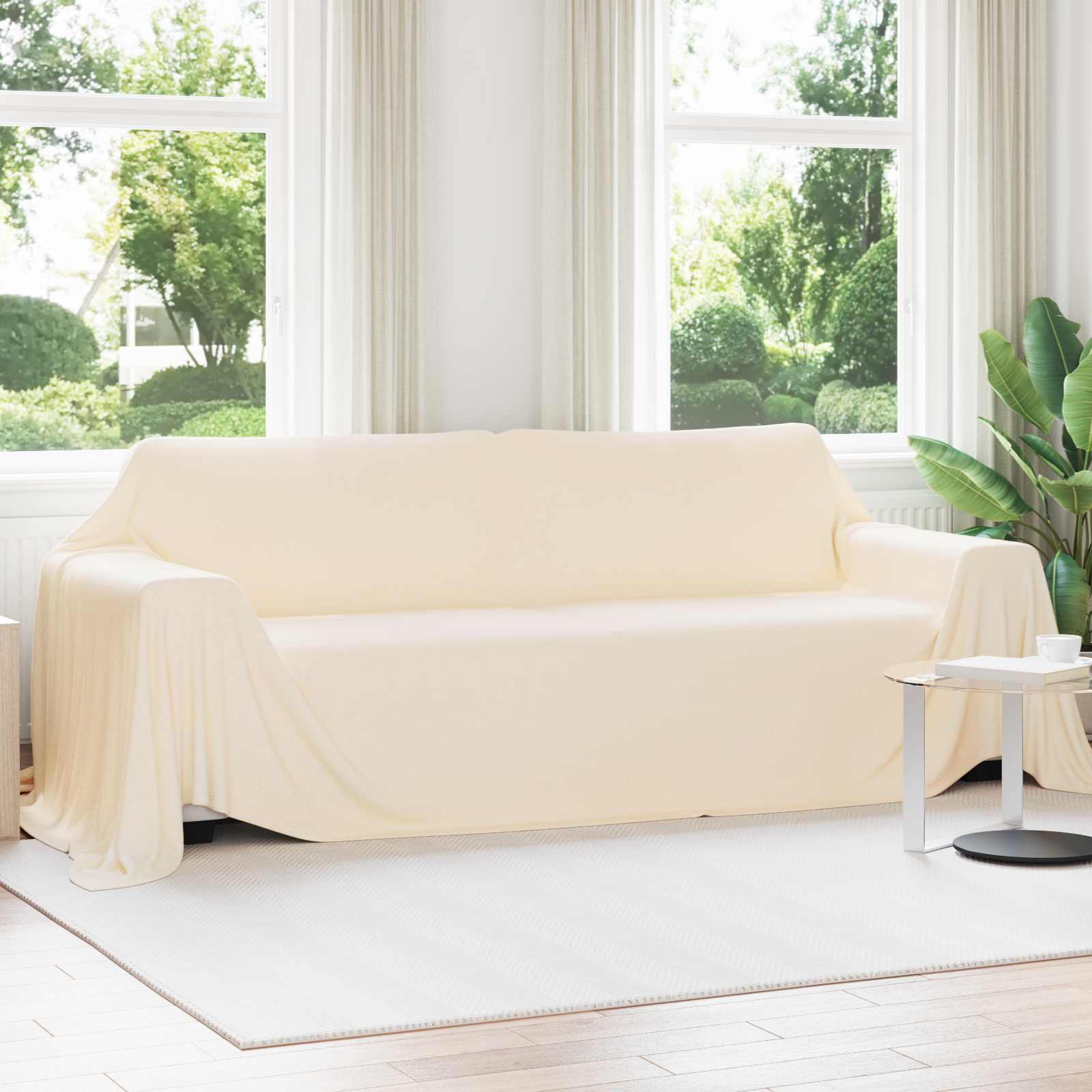 vidaXL Gooi Deken Crème 210 x 140 cm Fleece