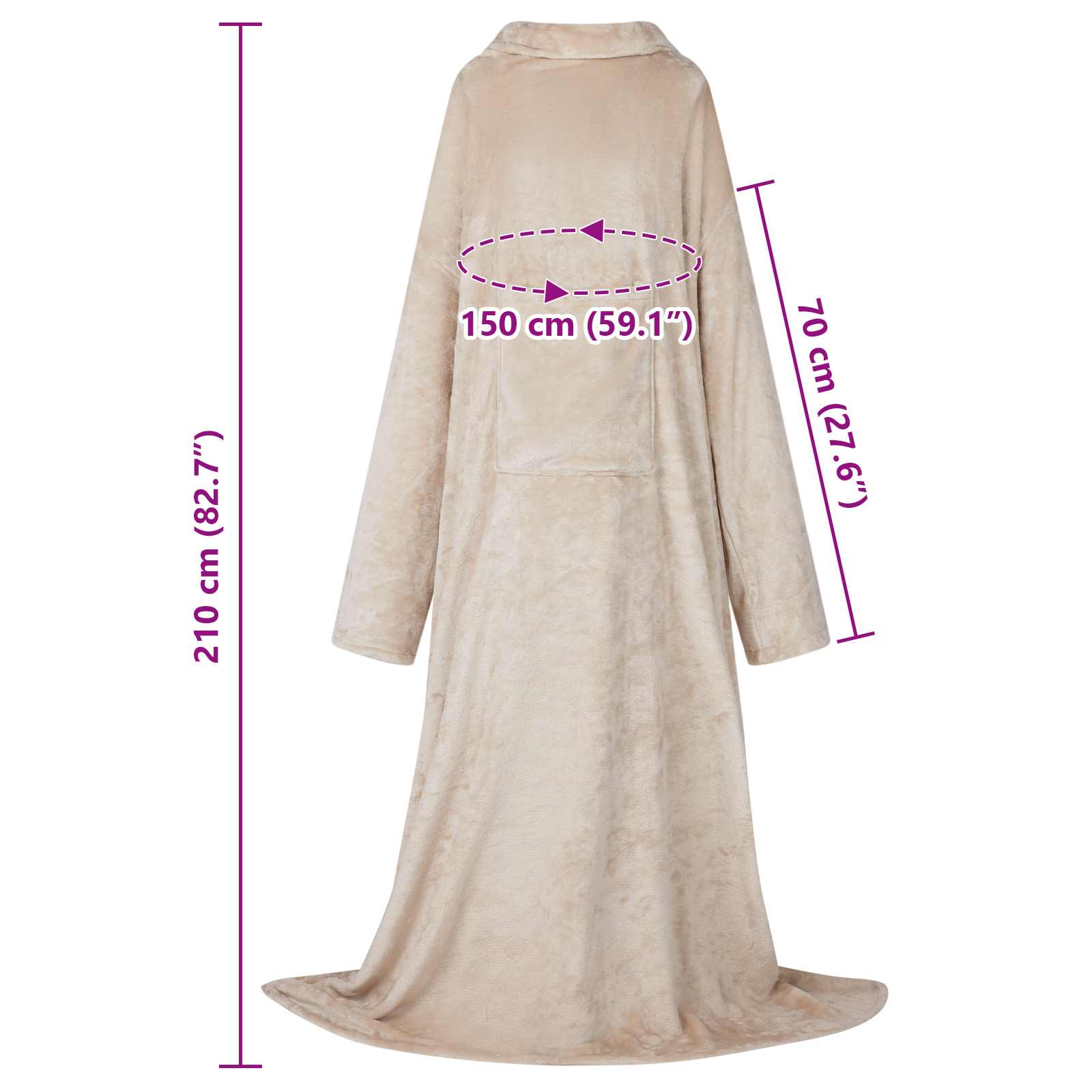 vidaXL Deken hoodie Beige Flanel