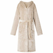 vidaXL Badjas Hoodie Beige s Flanel