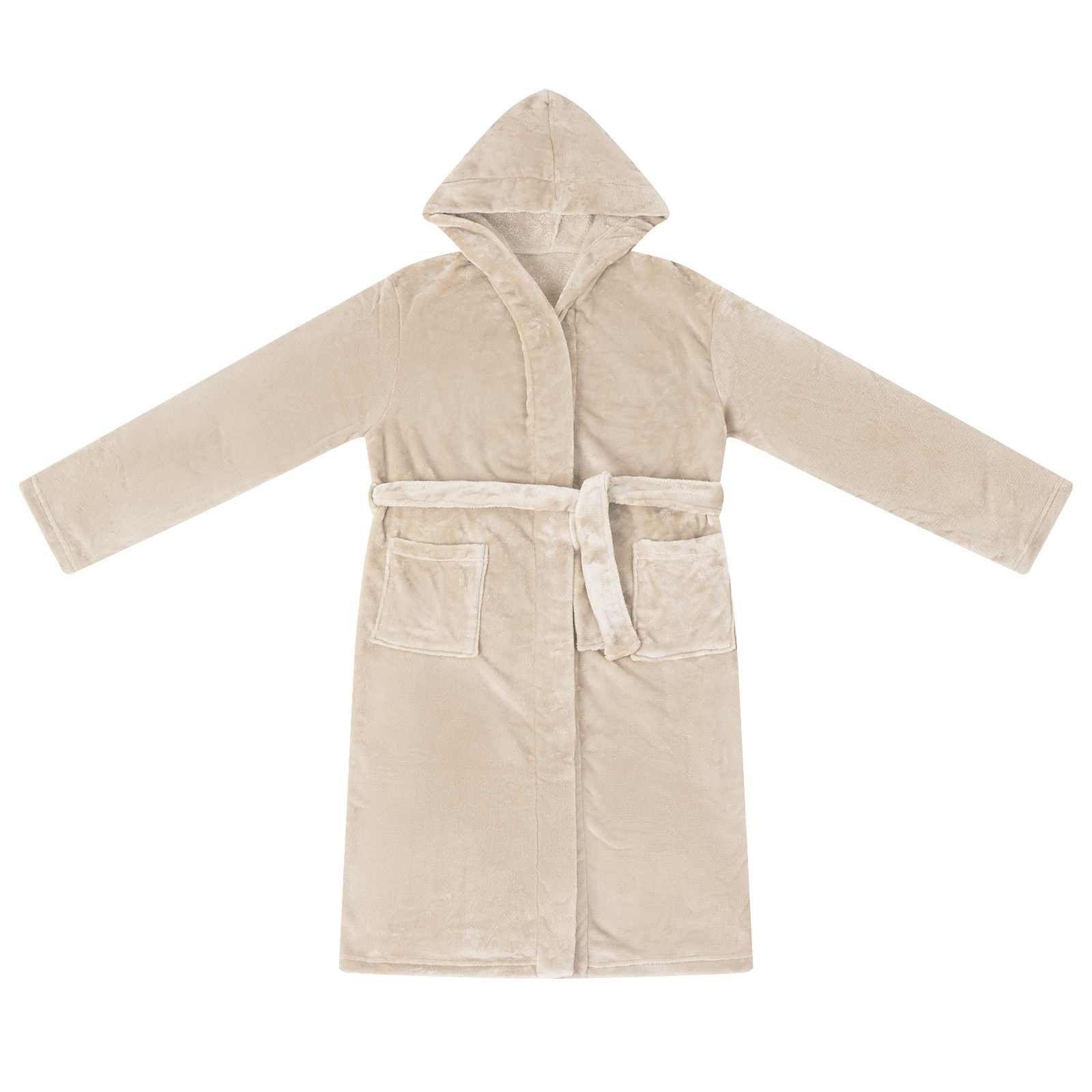 vidaXL Badjas Hoodie Beige s Flanel