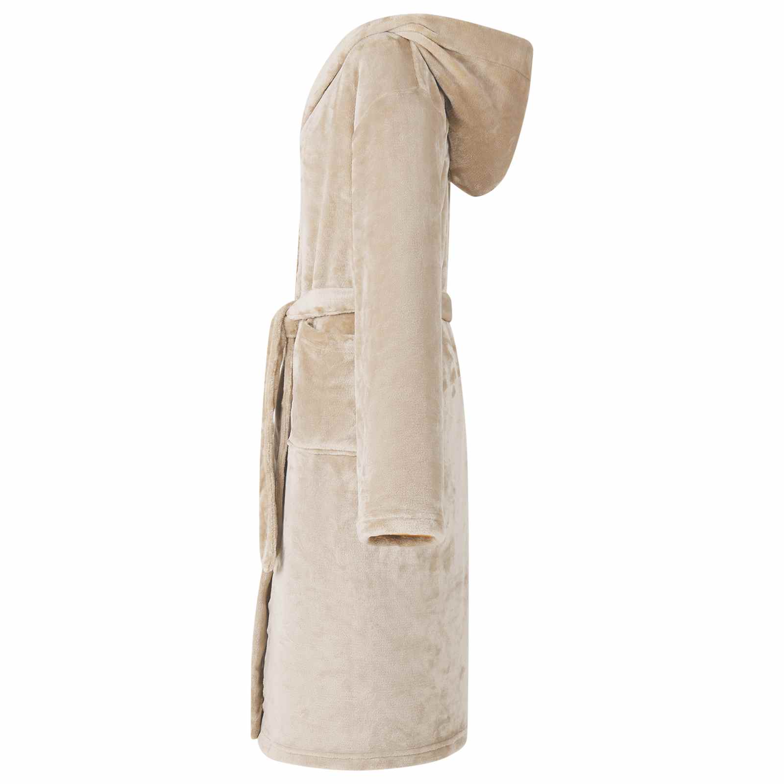 vidaXL Badjas Hoodie Beige s Flanel