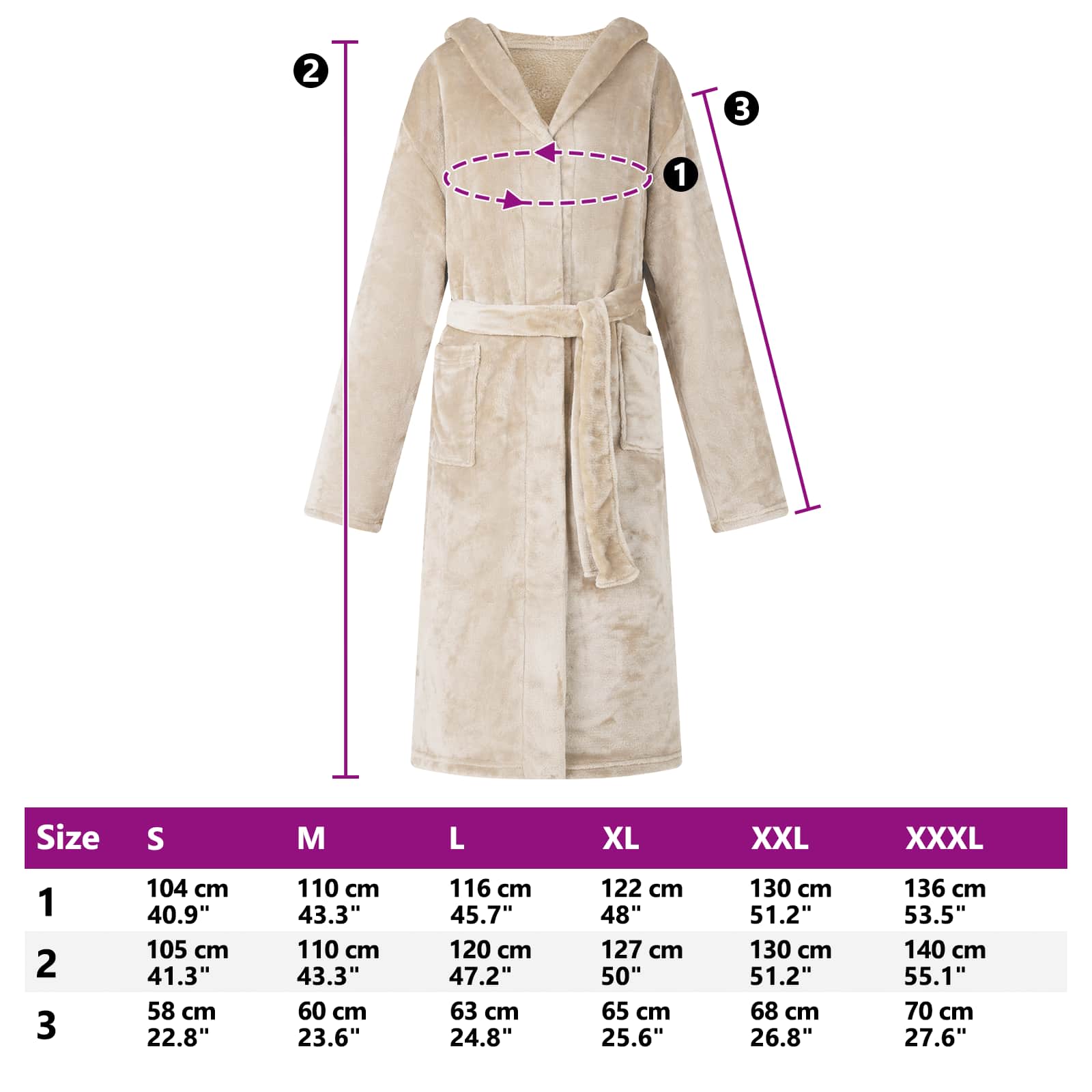 vidaXL Badjas Hoodie Beige s Flanel