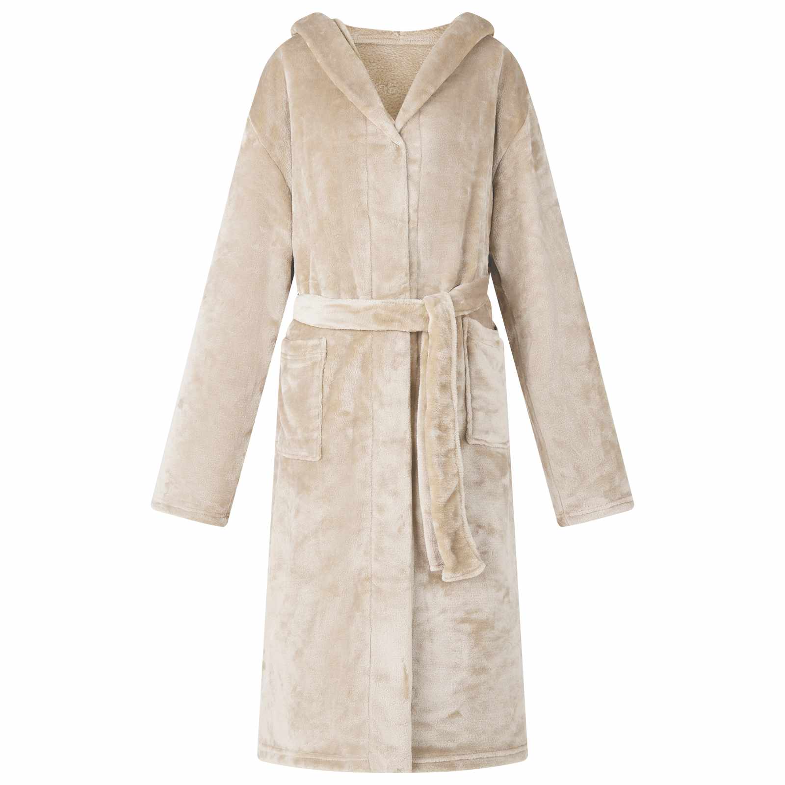 vidaXL Badjas Hoodie Beige s Flanel