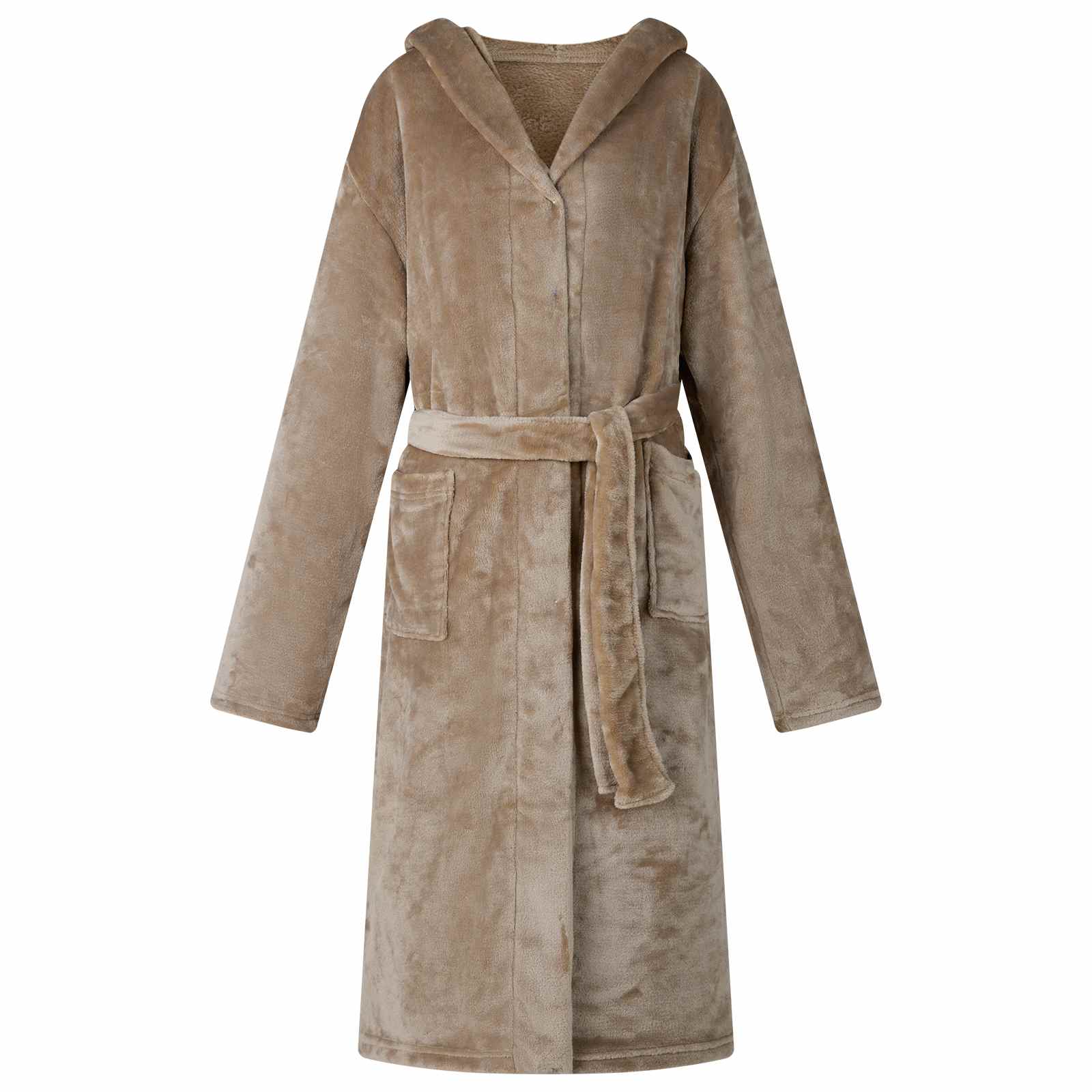 vidaXL Badjas Hoodie Beige s Flanel