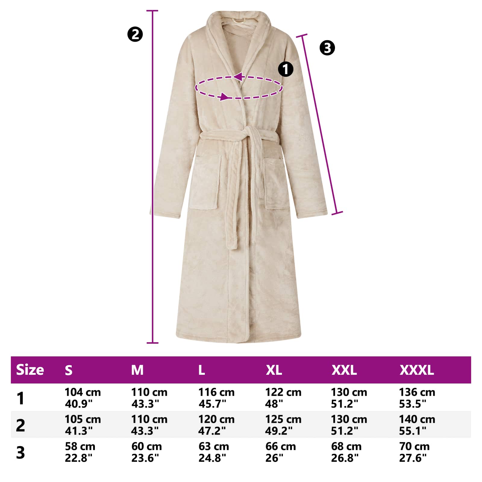 vidaXL Badjas zonder Kap Beige s Flanel